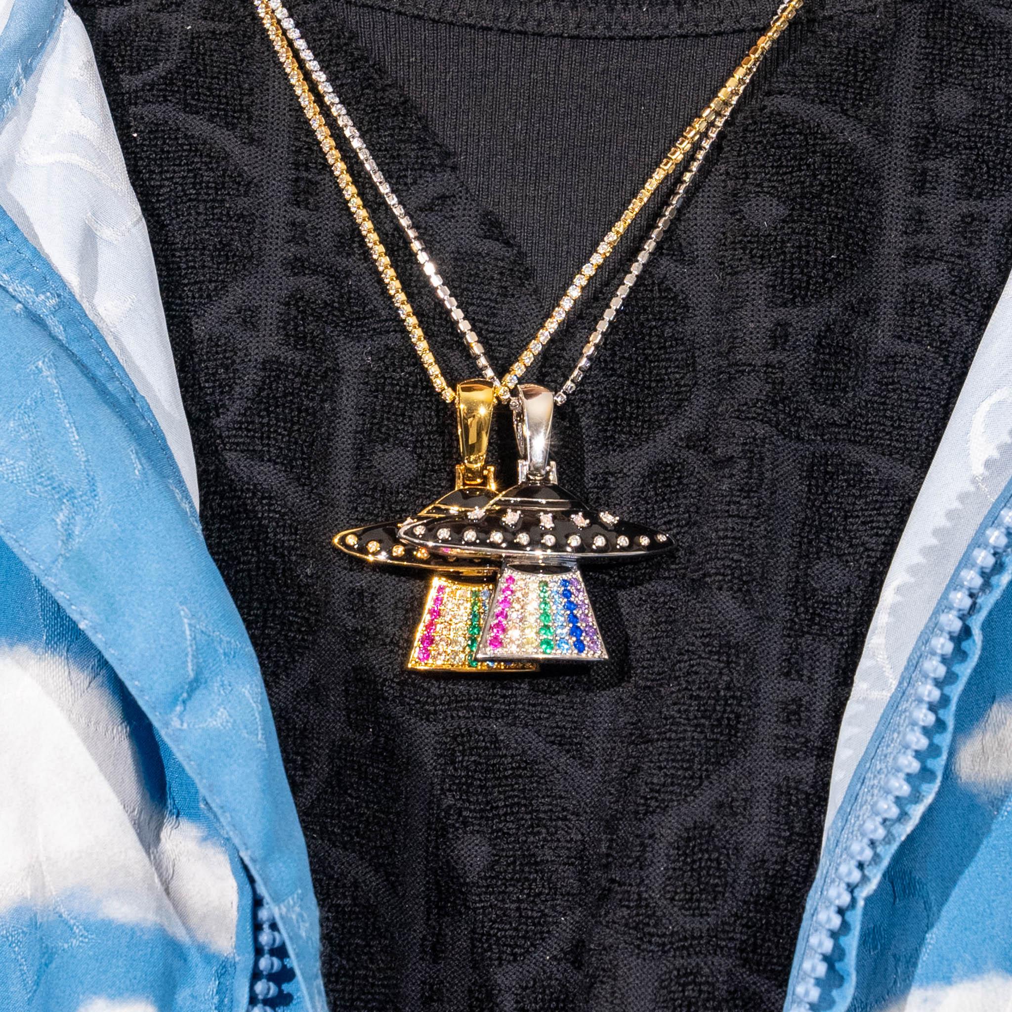 Iced UFO Pendant - Gold - Image 3