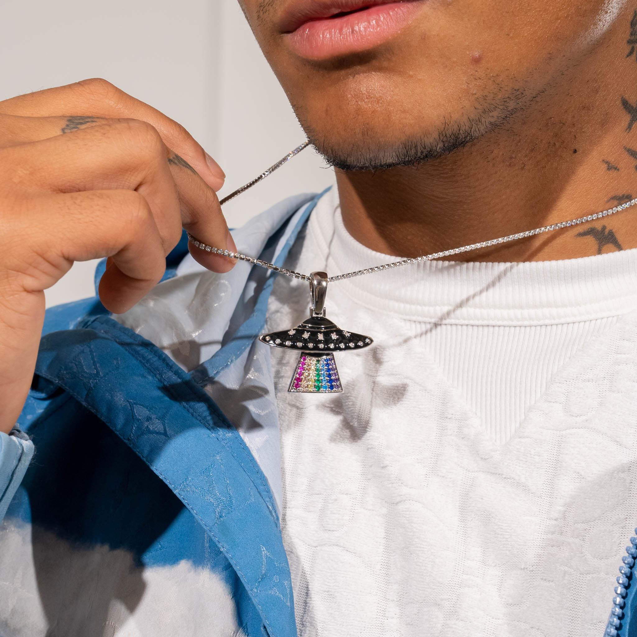Iced UFO Pendant - White Gold - Image 2