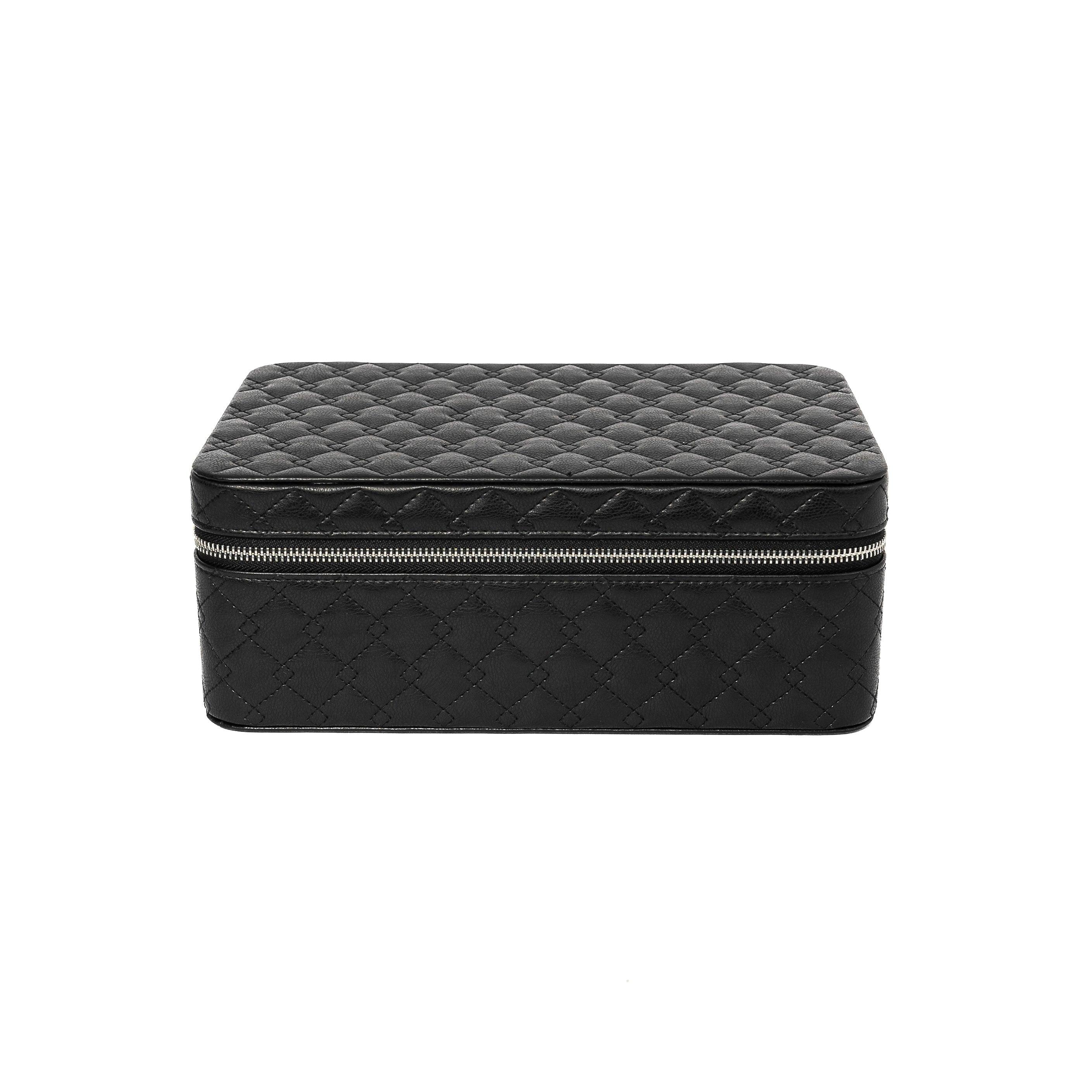 Leather Travel Jewelry Case - Jet Black & Orange - Image 11