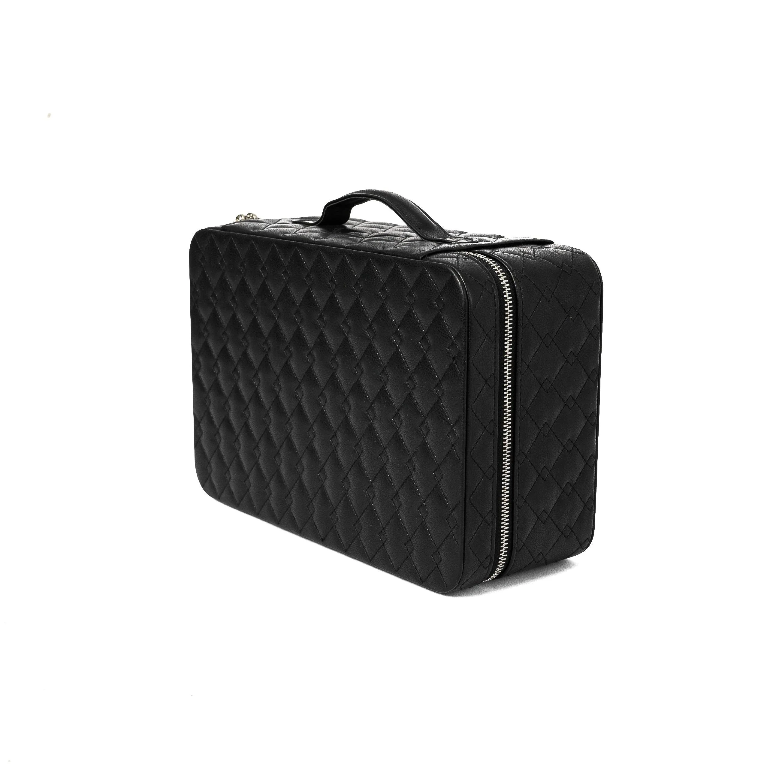 Leather Travel Jewelry Case - Jet Black & Orange - Image 13