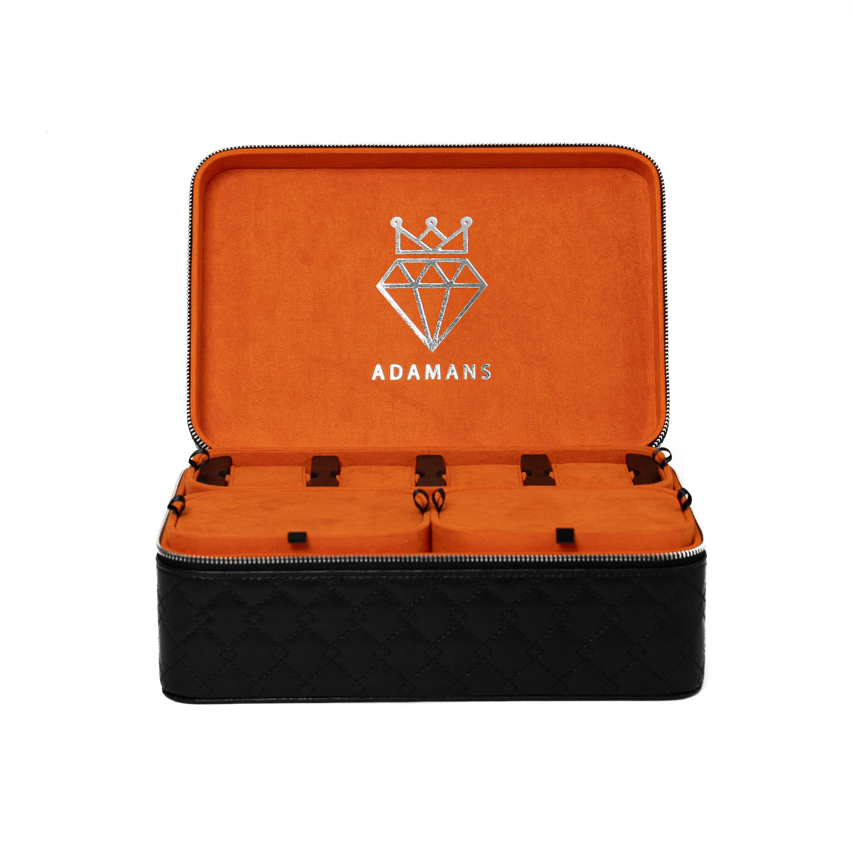 Leather Travel Jewelry Case - Jet Black & Orange - Image 7