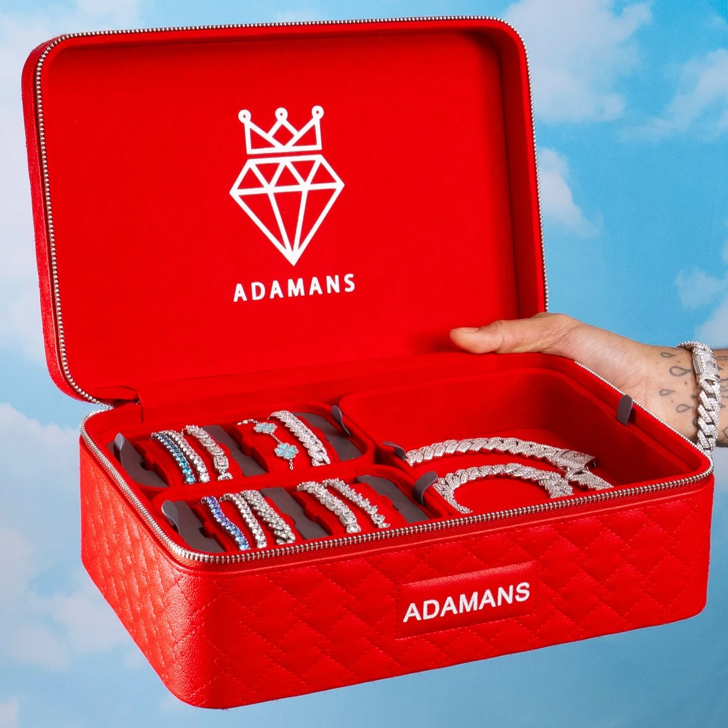 Leather Travel Jewelry Case - Red - Image 2