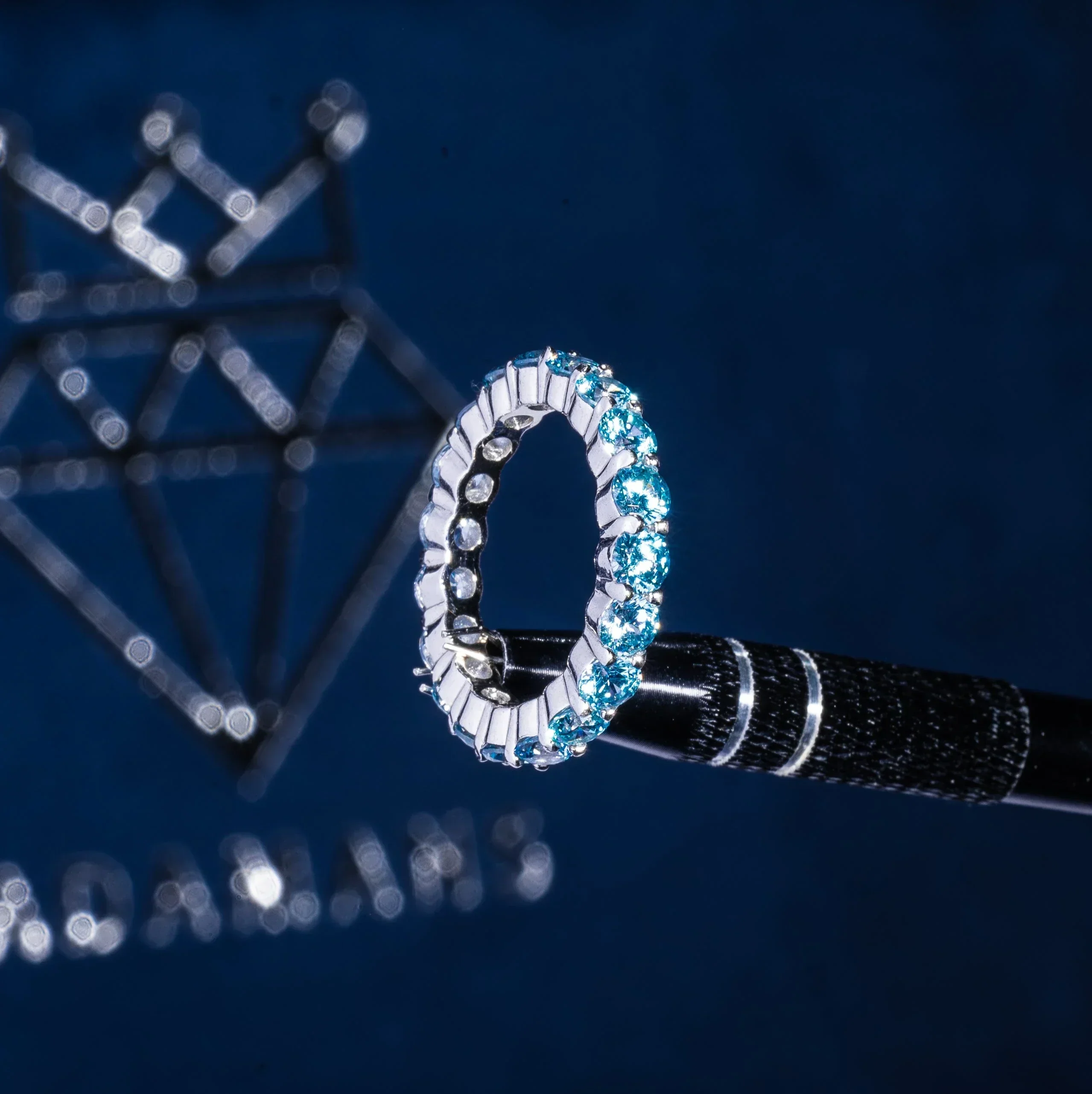 Light Blue Moissanite Tennis Ring - Silver - D Color - IF