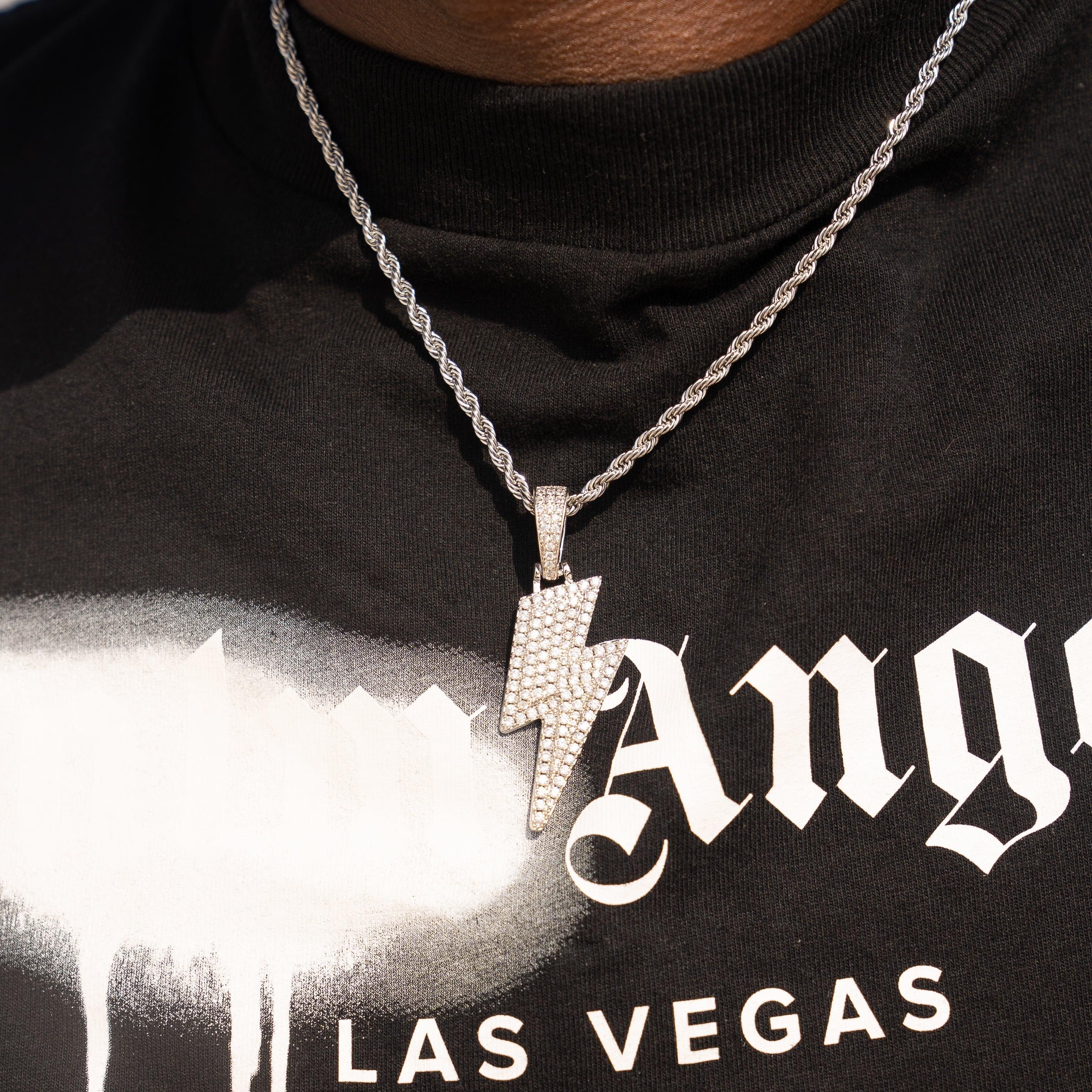 Lightning Pendant - White Gold