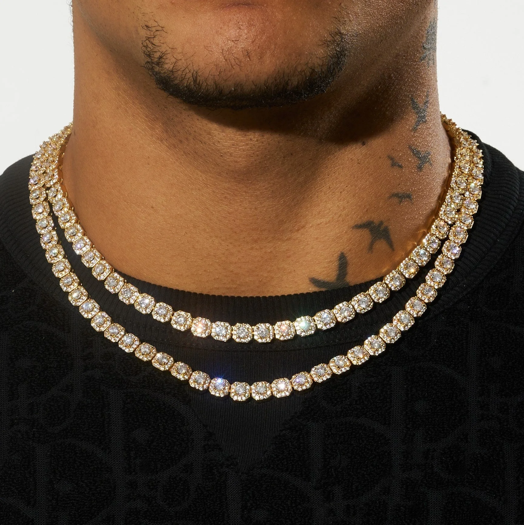 Micro Clustered Tennis Chain - Gold - Image 2