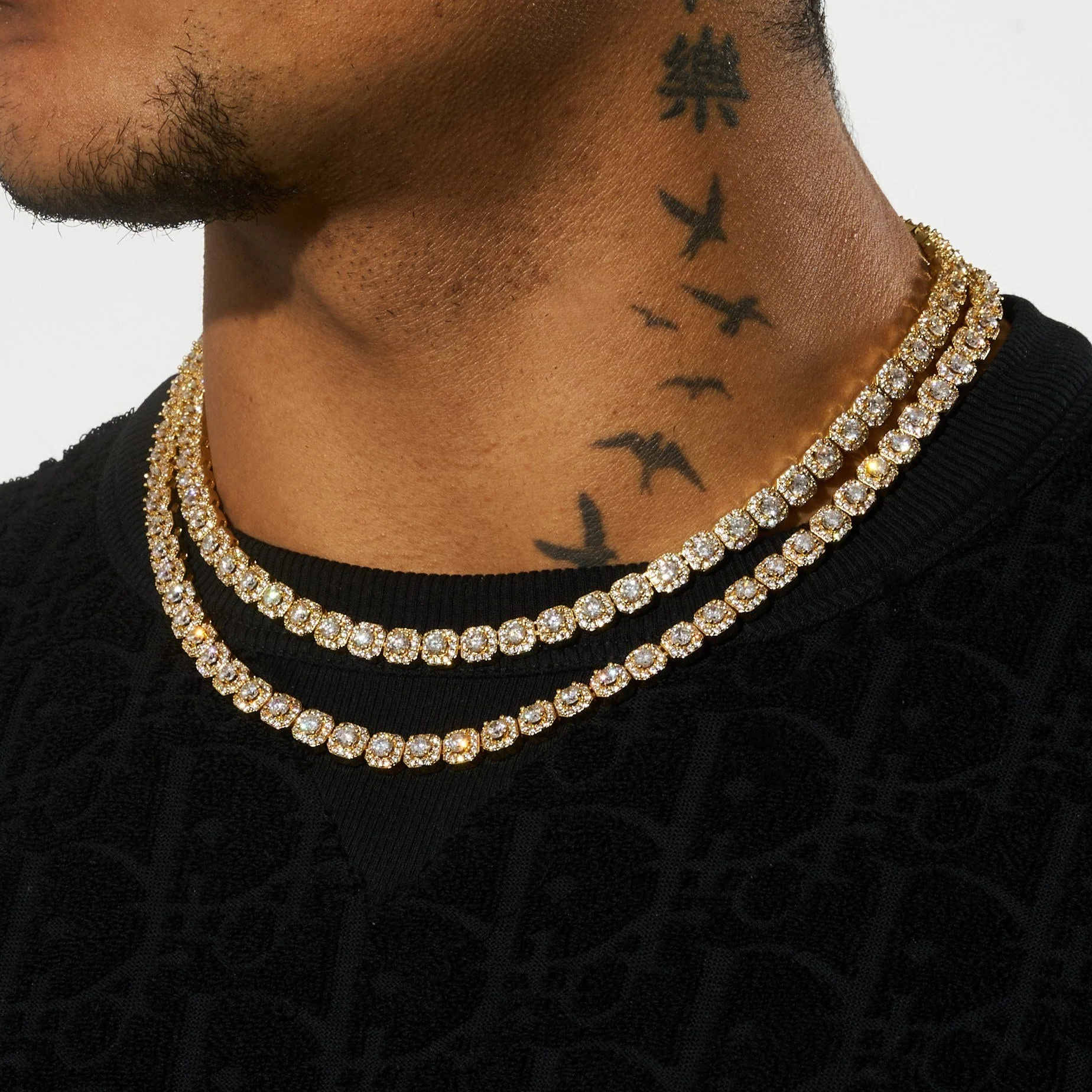 Micro Clustered Tennis Chain - Gold - Image 3
