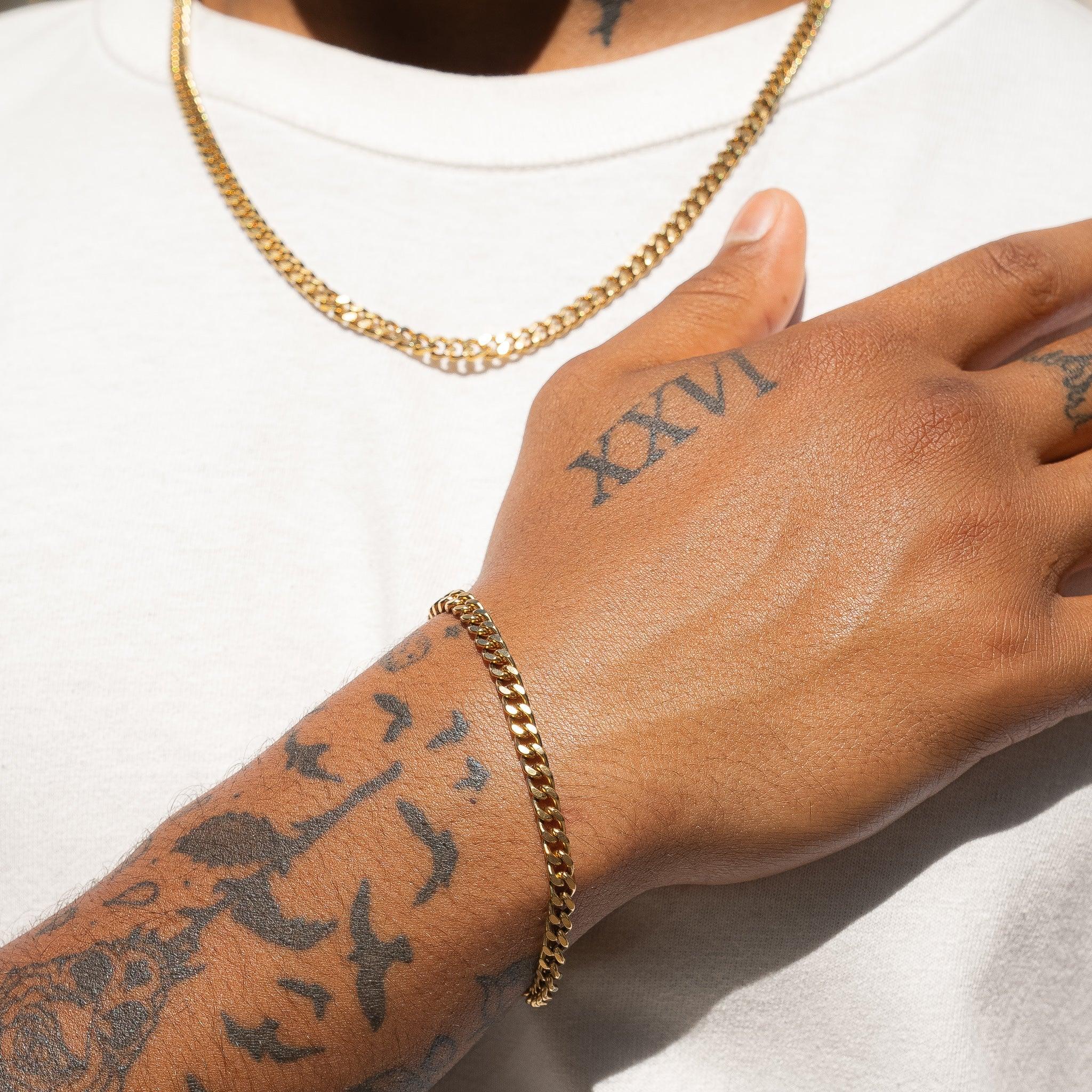 Micro Cuban Chain + Bracelet - Gold - Image 2