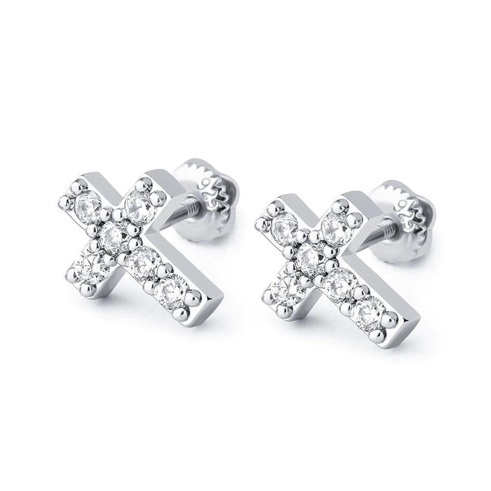 Mini Cross Earrings - 925 Silver - Image 3
