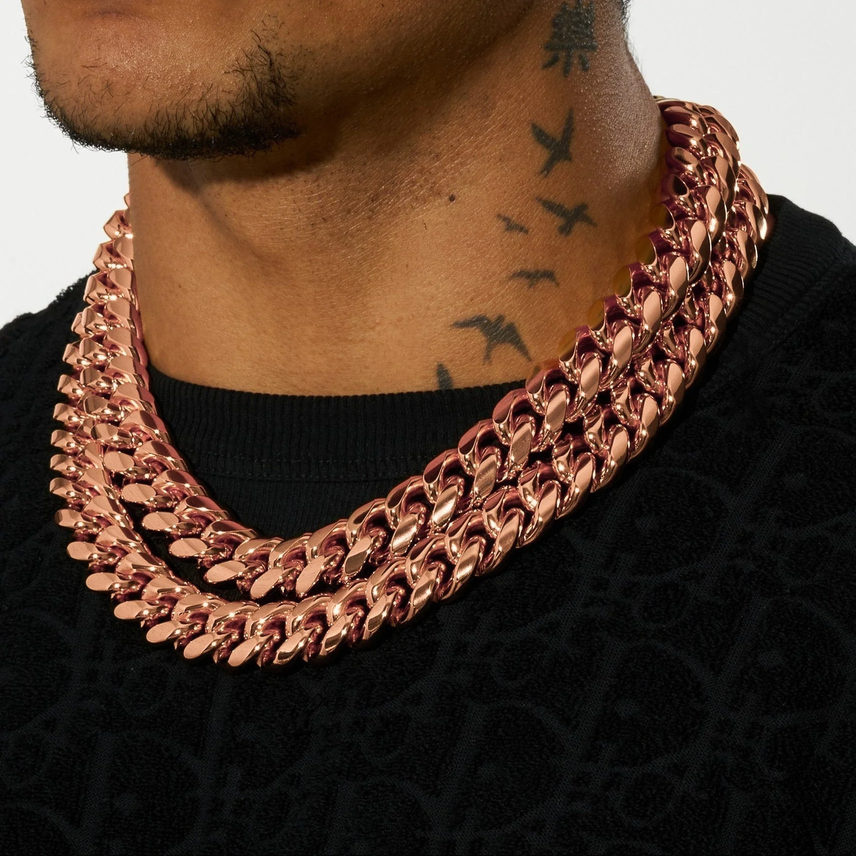 20mm Cuban Iced Clasp Chain - Rose Gold - Image 2