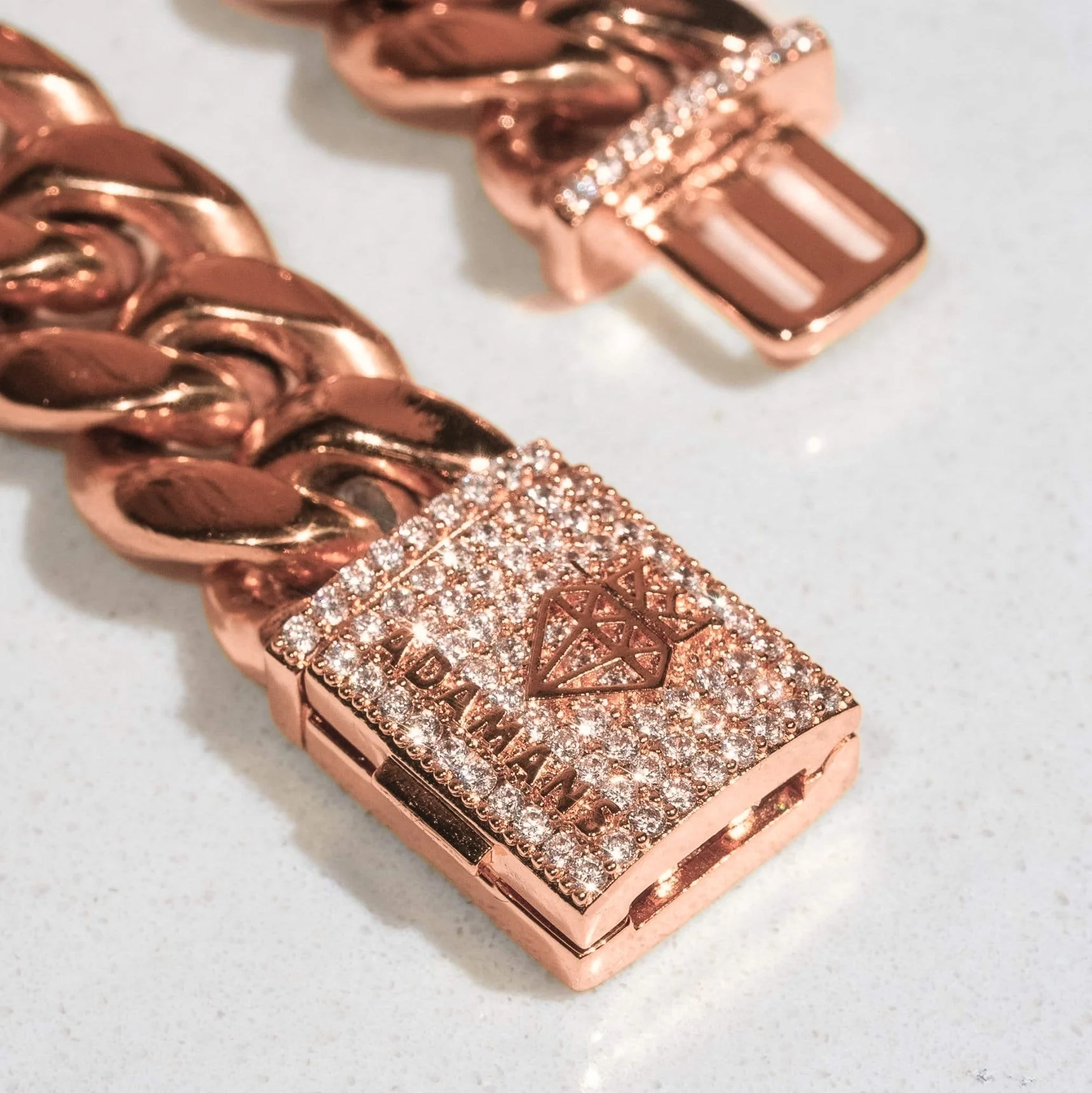 20mm Cuban Iced Clasp Chain - Rose Gold - Image 3