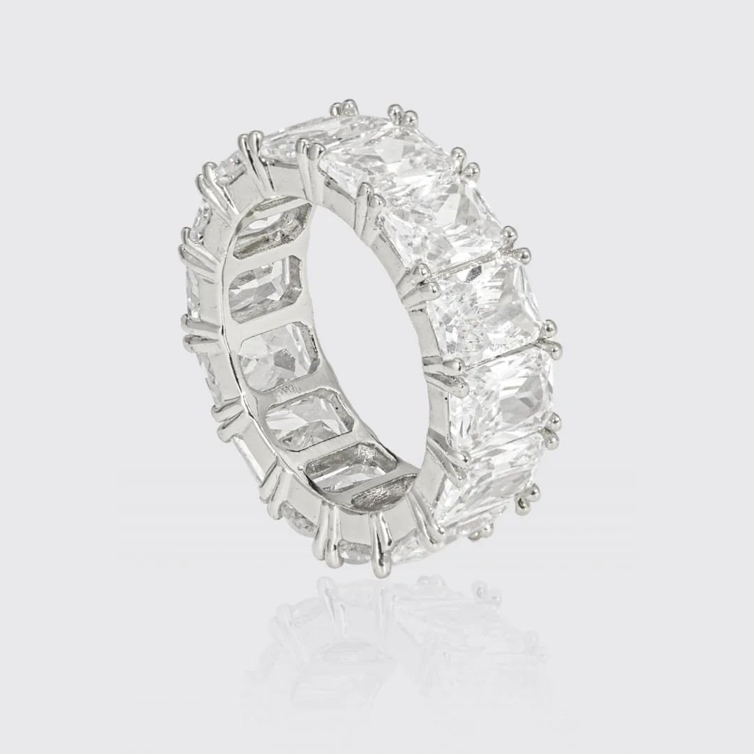 Moissanite Baguette Ring - Silver - D Color - IF