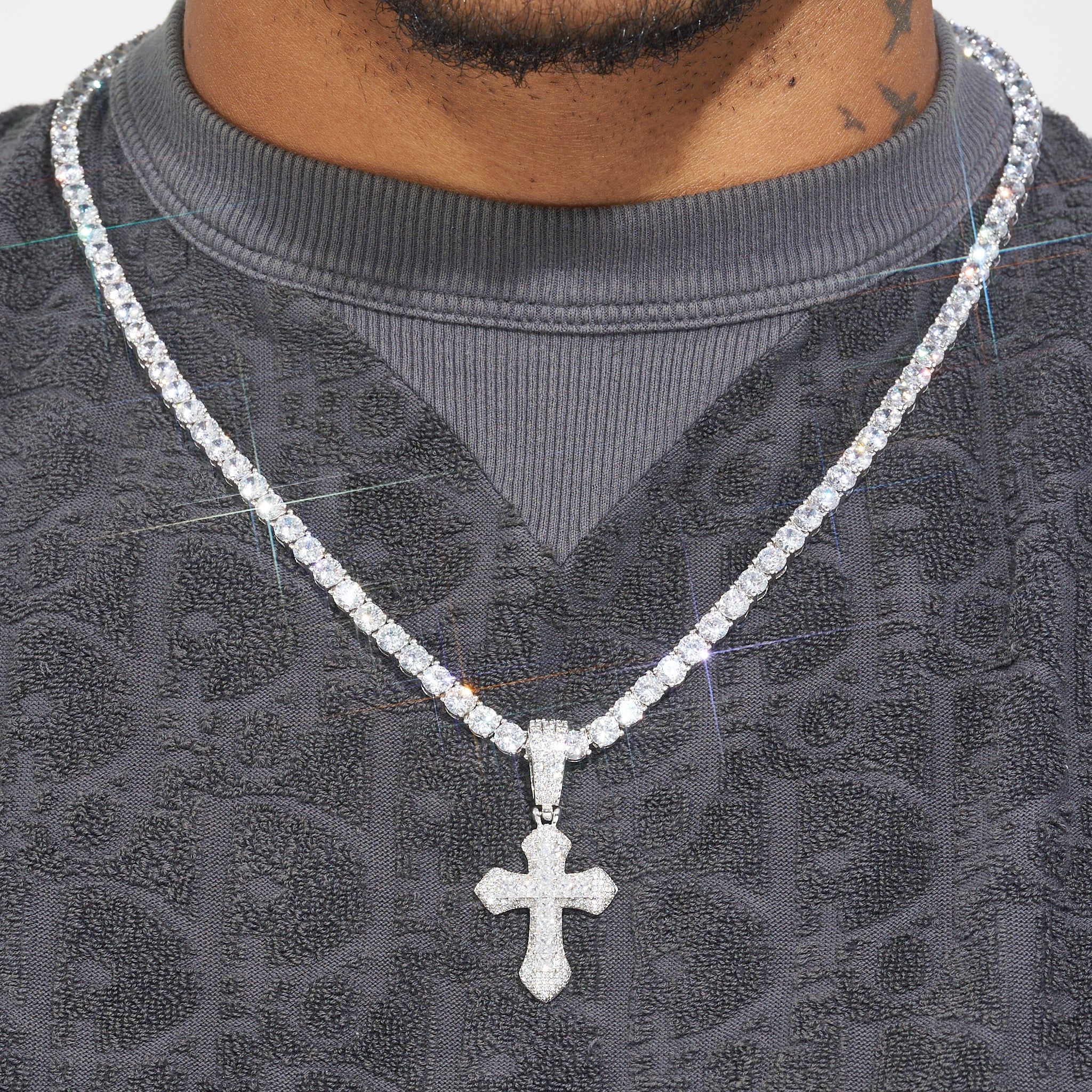 Moissanite Celtic Cross Pendant - Silver - D Color - IF - Image 2
