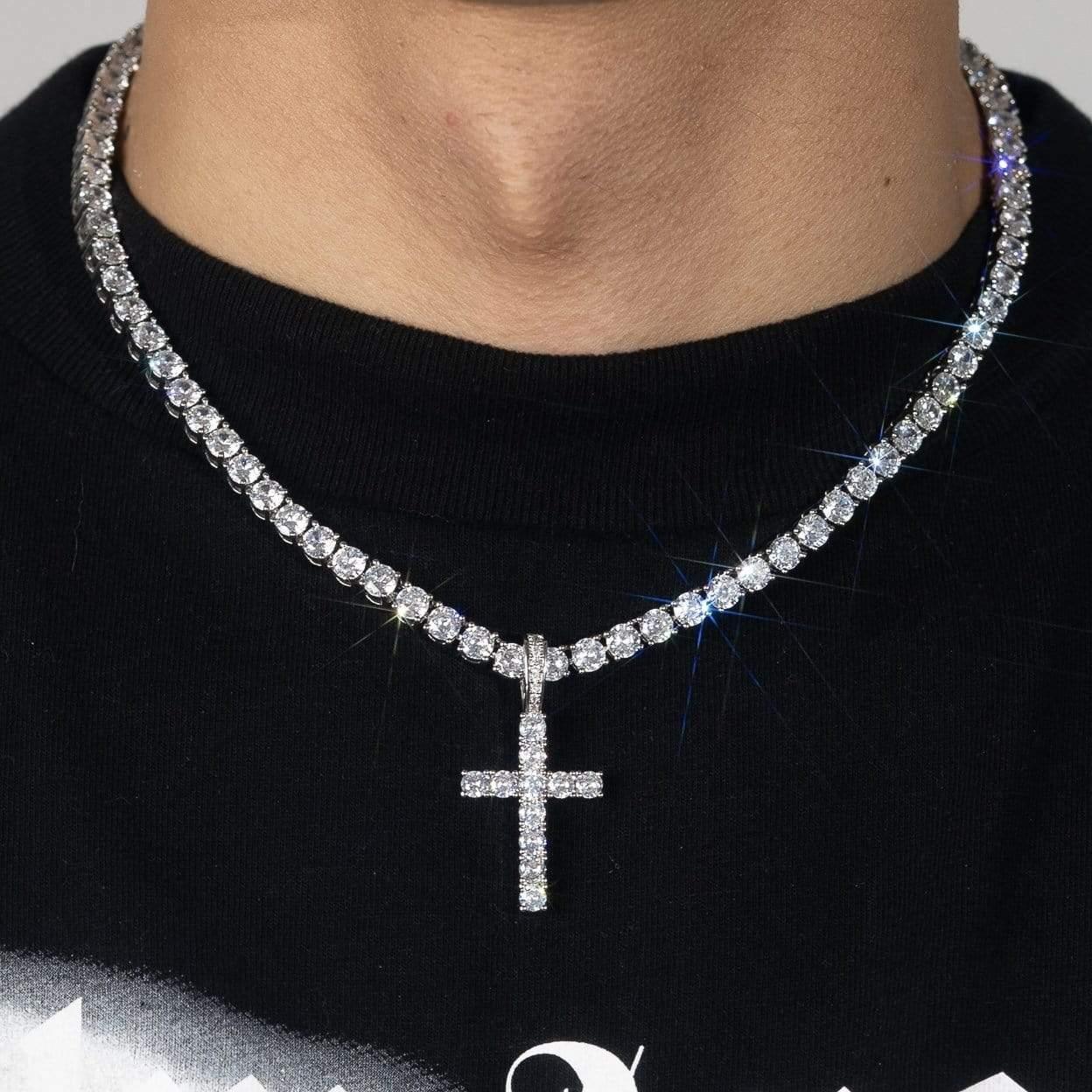 3.4CT Moissanite Cross Pendant - Silver - D Color - VVS1 - Image 3