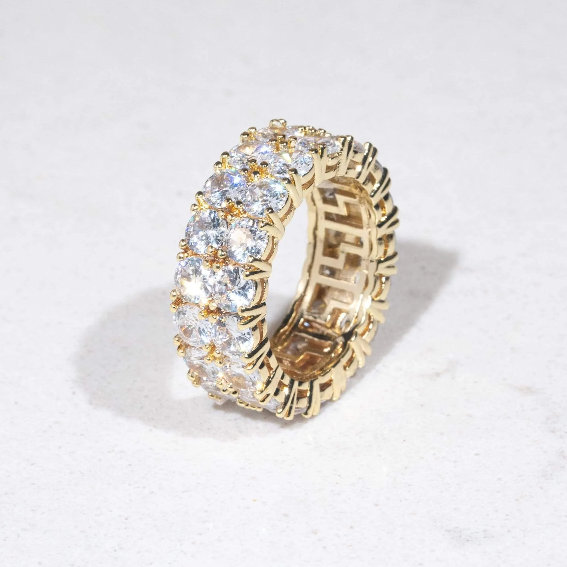 Moissanite Double Row Ring - 18k Vermeil - D COLOR - VVS1 - Image 3