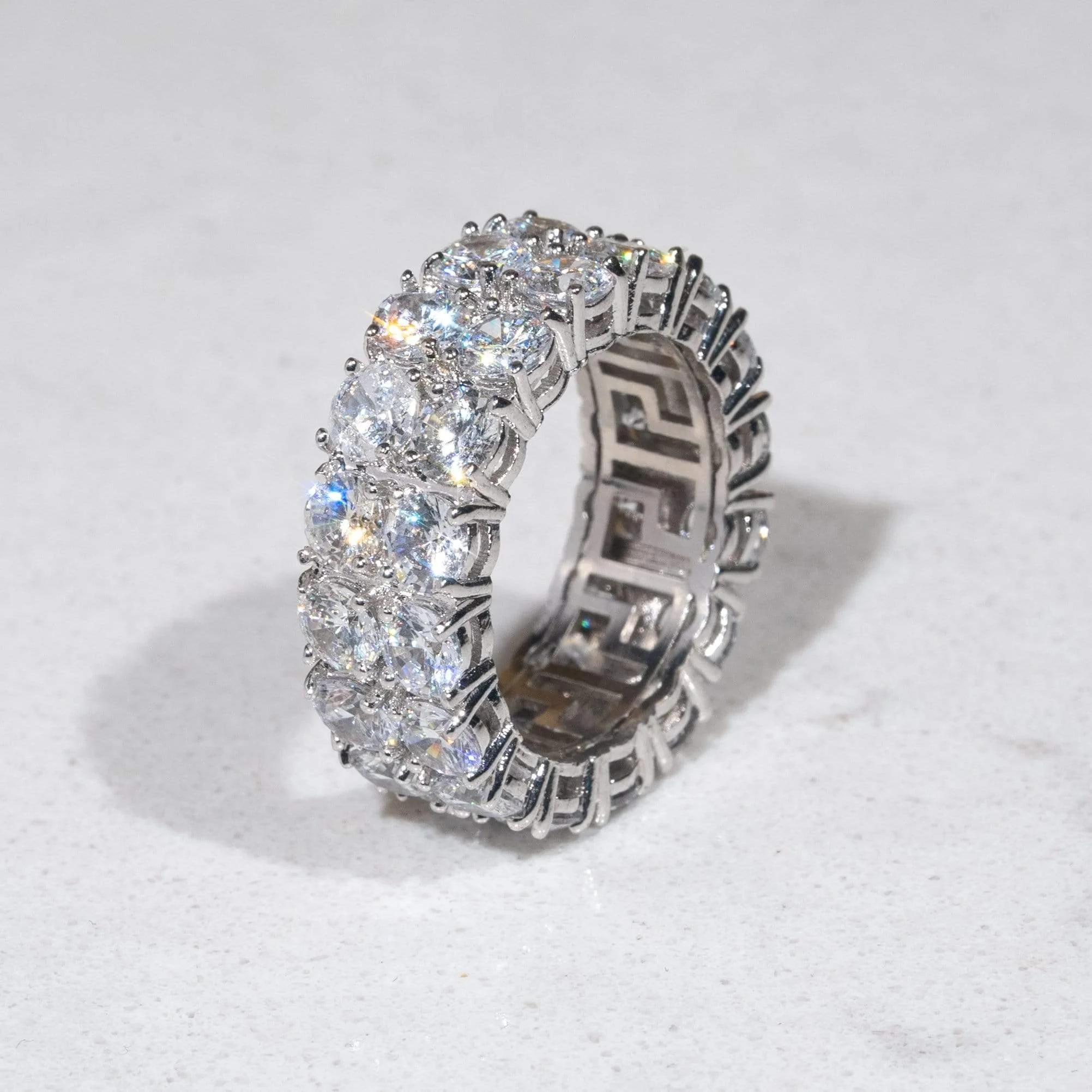 Moissanite Double Row Ring - Silver - D Color - IF - Image 3