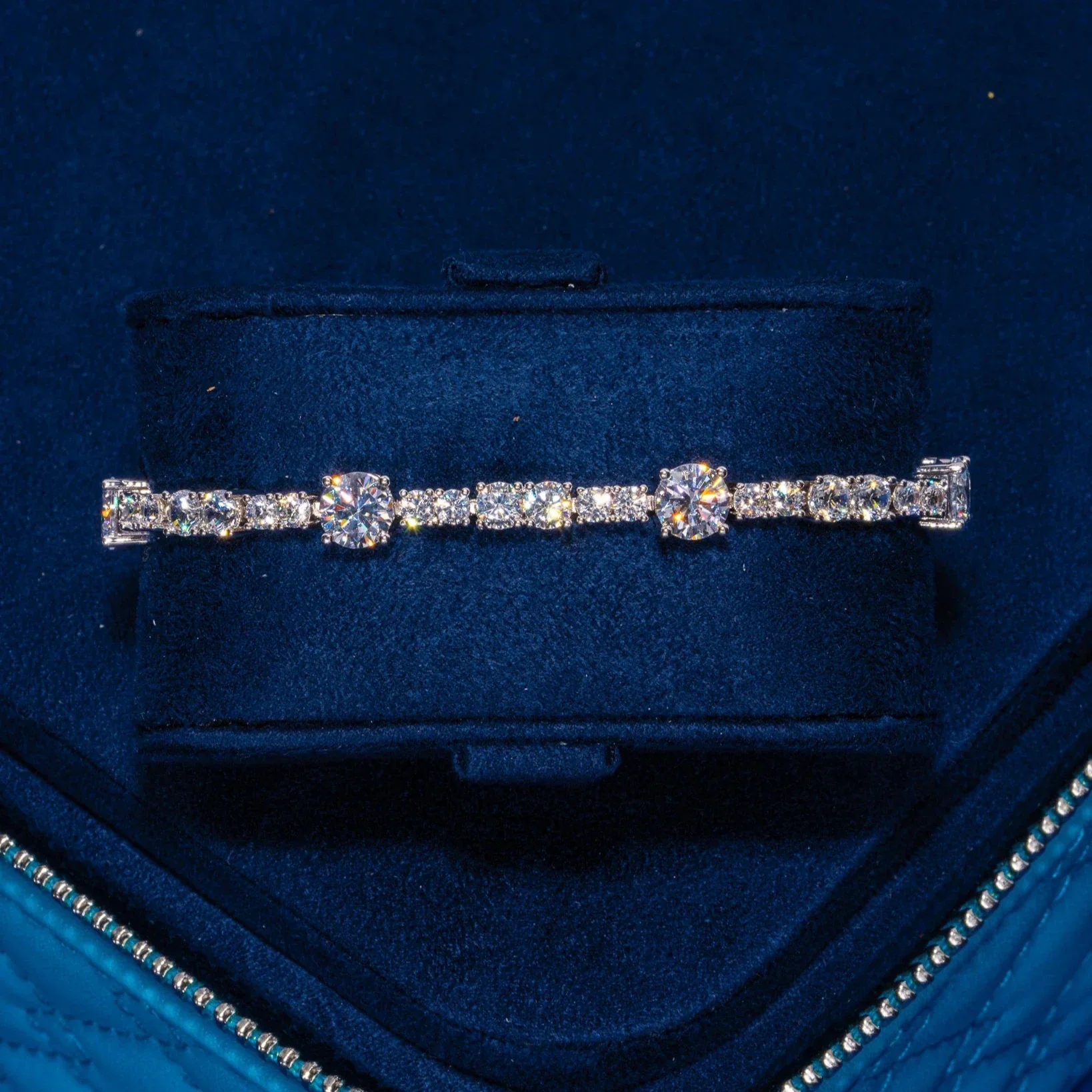 Moissanite Gem Stationed Tennis Bracelet - Silver - D Color - IF