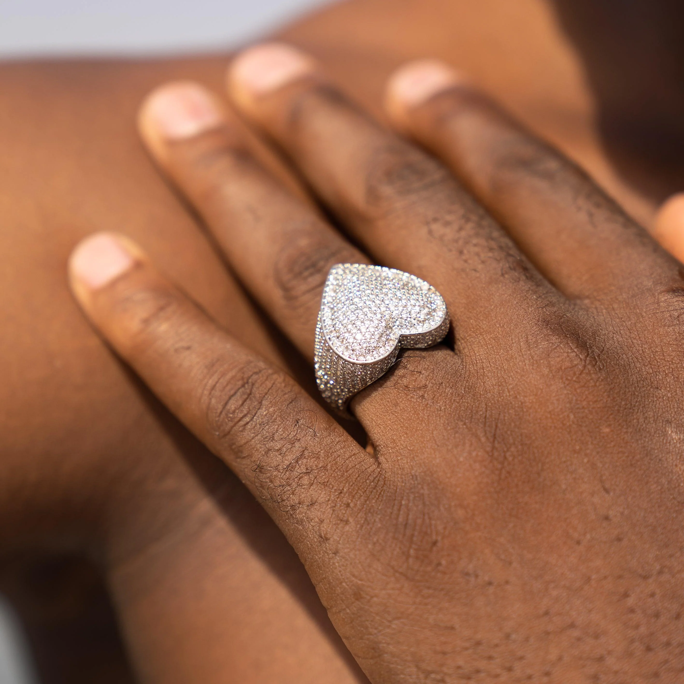 Moissanite Heart Ring - Silver - D Color - IF - Image 3