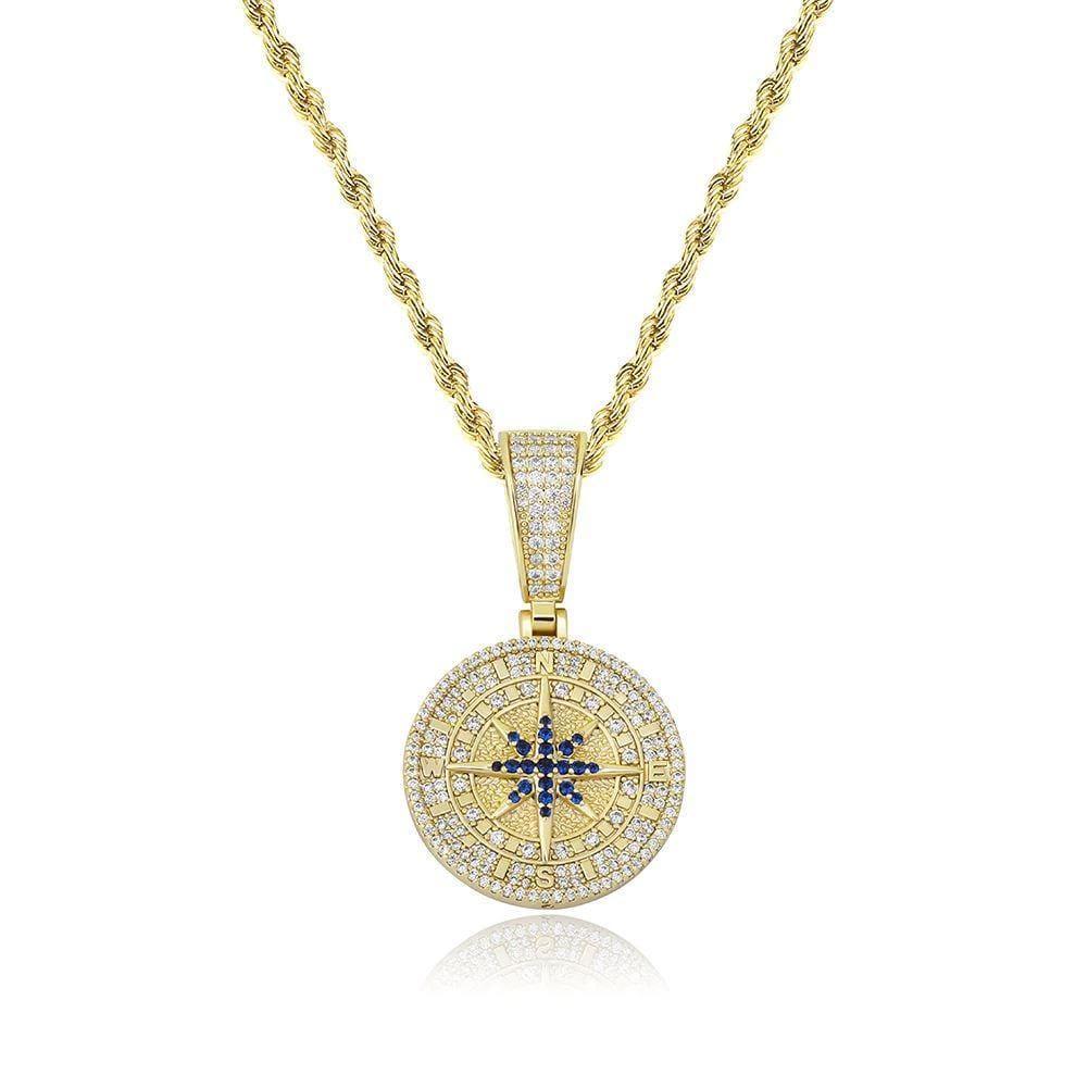 Iced Compass Pendant - Gold - Image 5