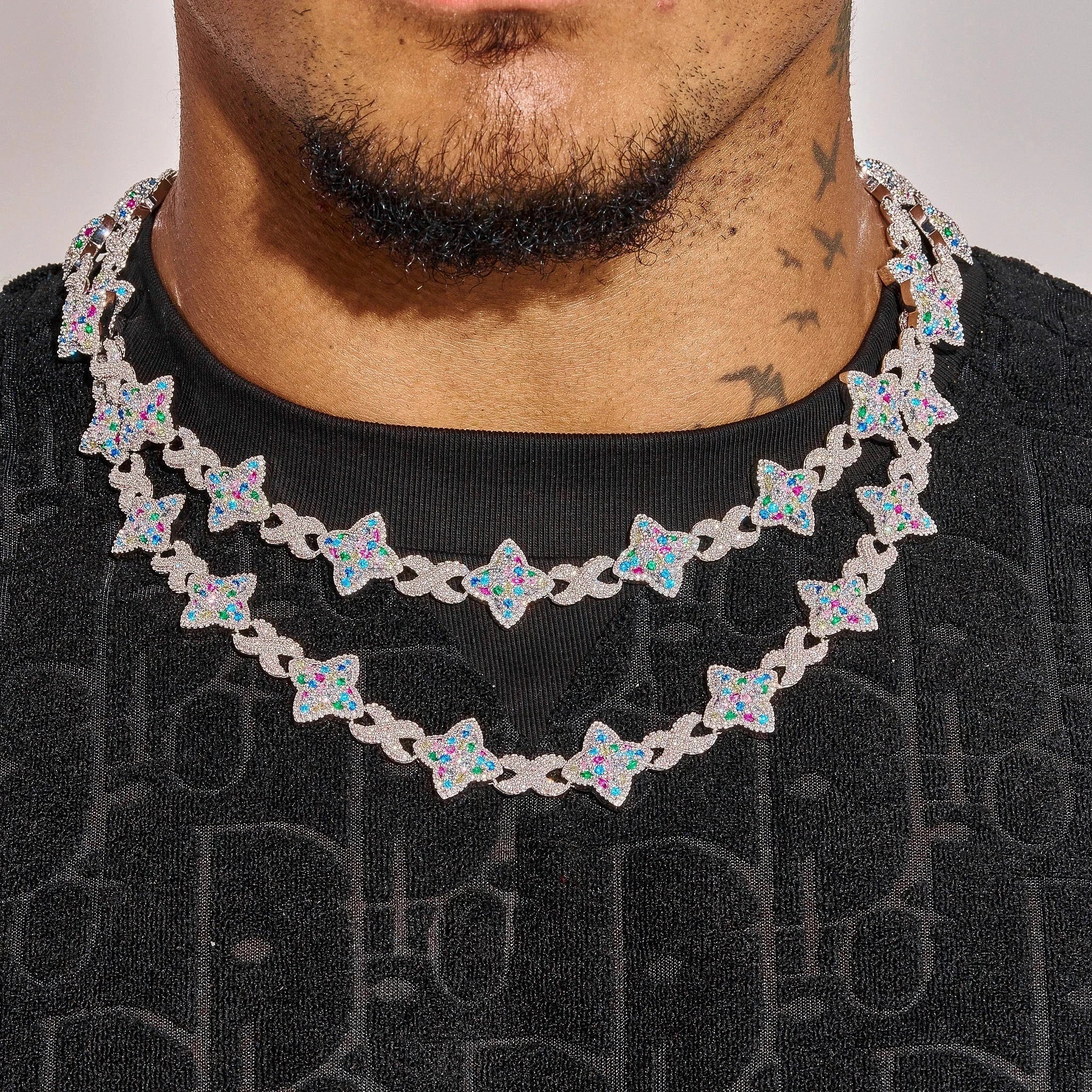 Moissanite Multicolor Star Infinity Chain - Silver - D Color - IF