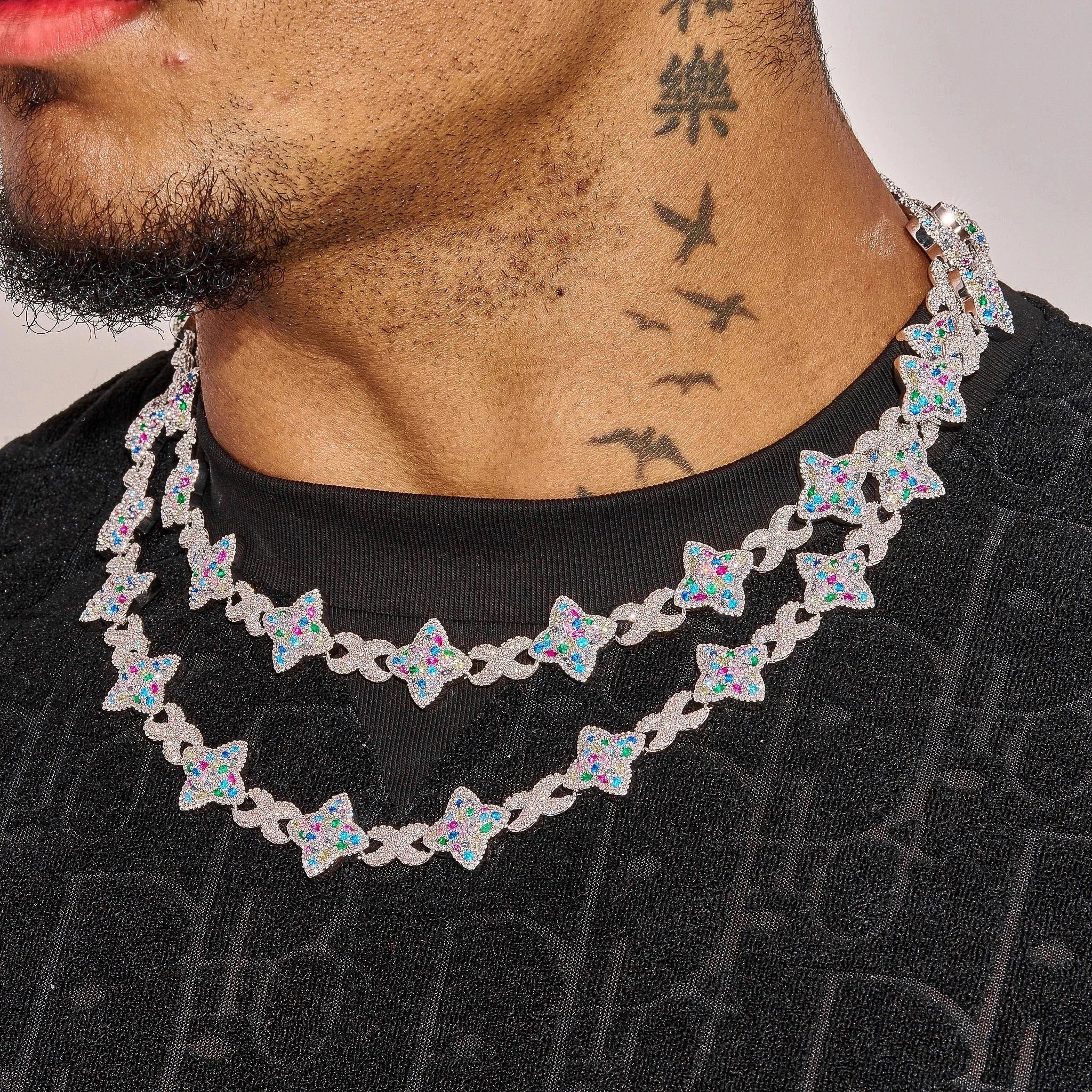 Moissanite Multicolor Star Infinity Chain - Silver - D Color - IF - Image 2