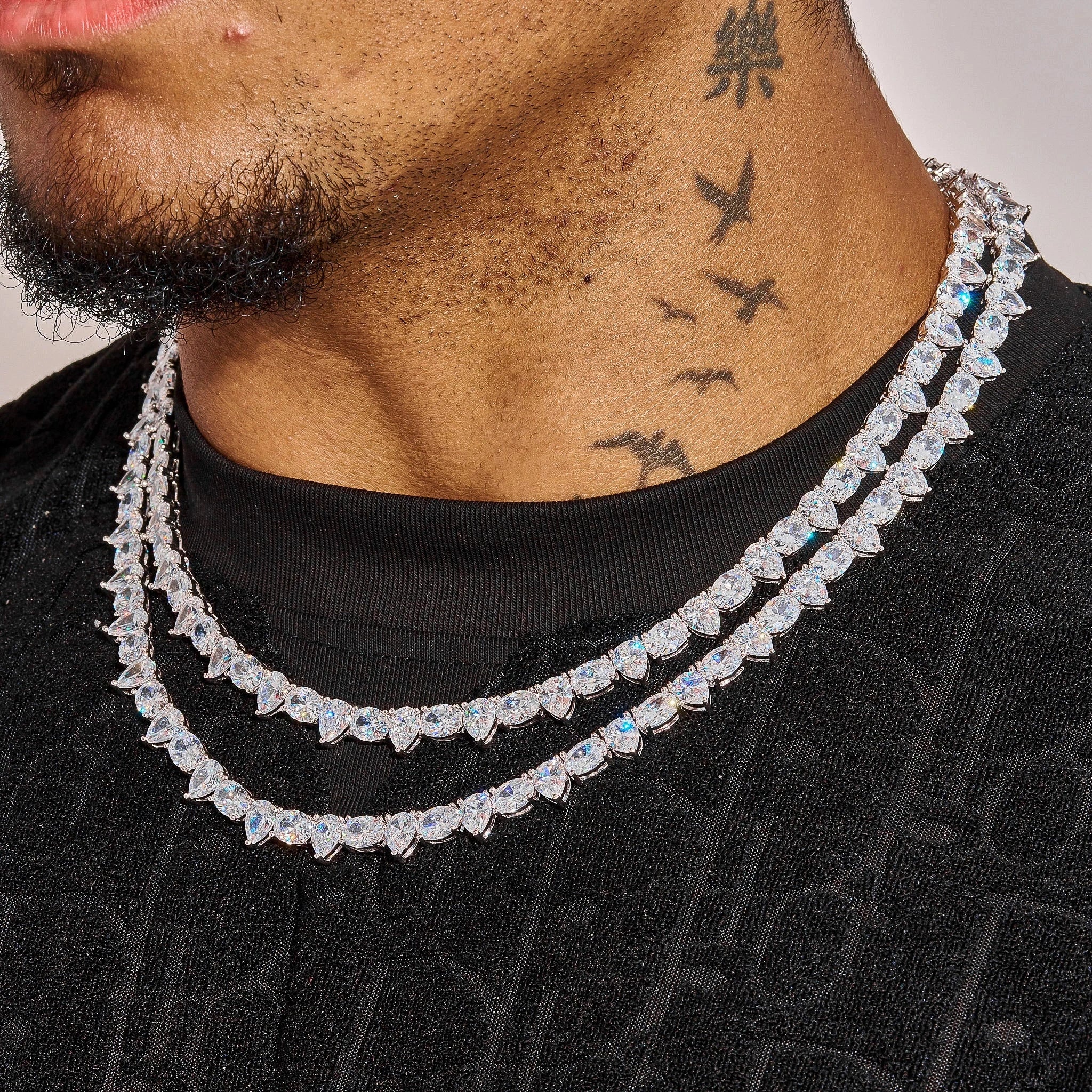 Moissanite Opal and Pear Tennis Chain - Silver - D Color - IF - Image 2