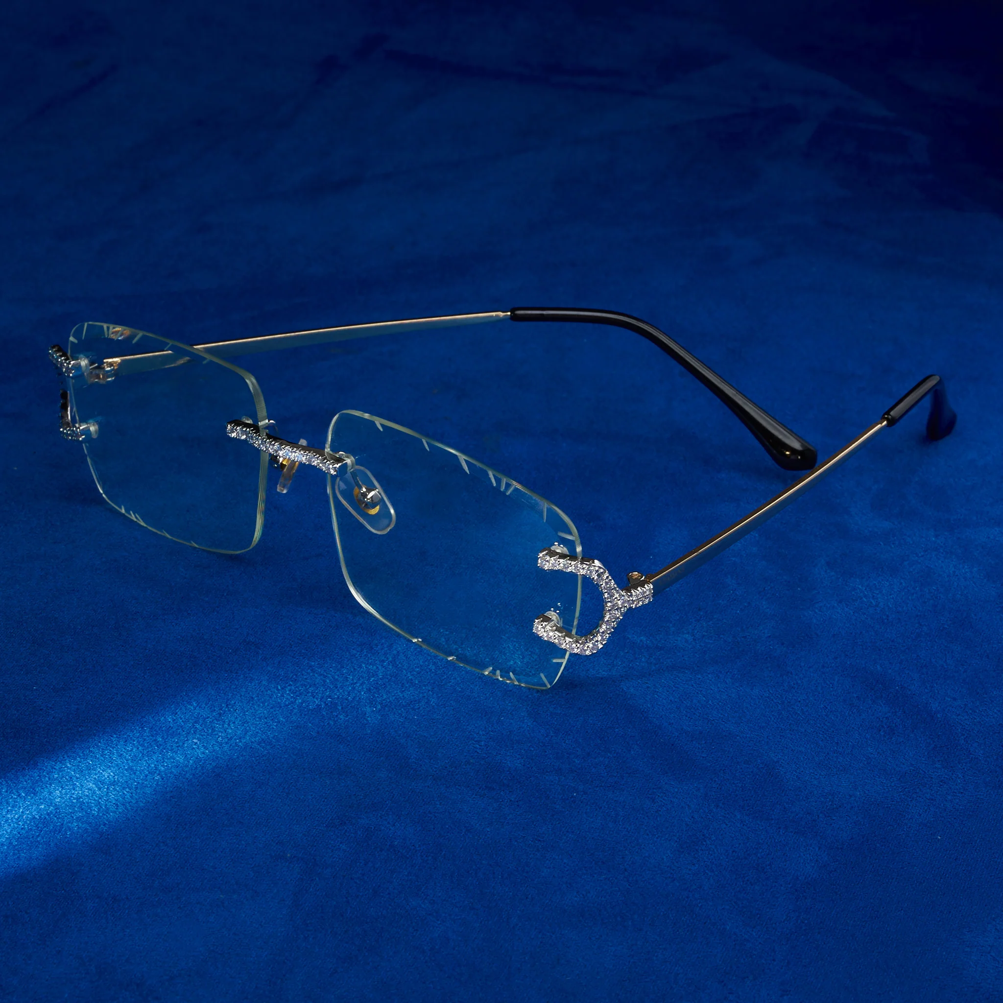 Moissanite Prong Sunglasses Clear - Silver - D Color - IF - Image 3