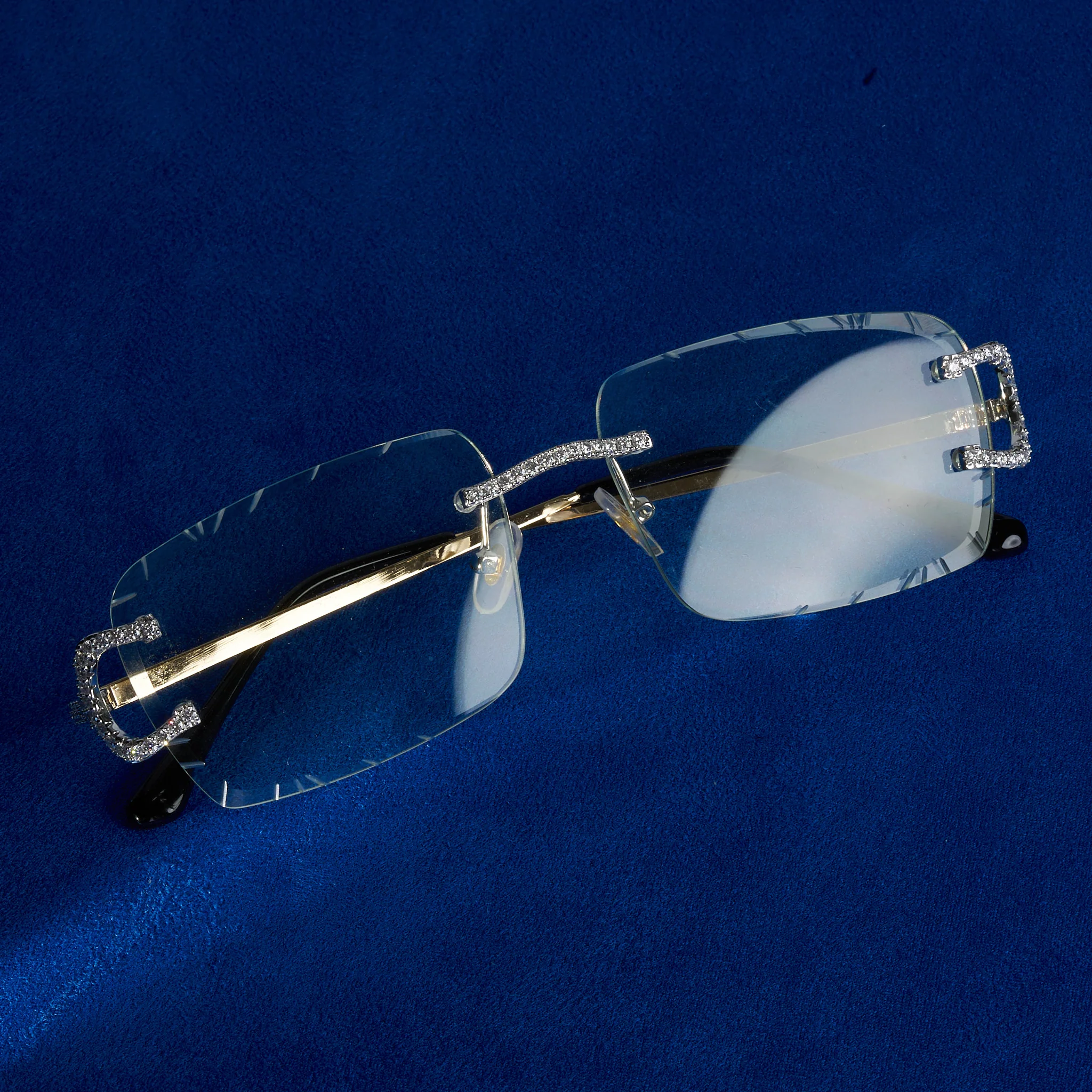 Moissanite Prong Sunglasses Clear - Silver - D Color - IF - Image 4