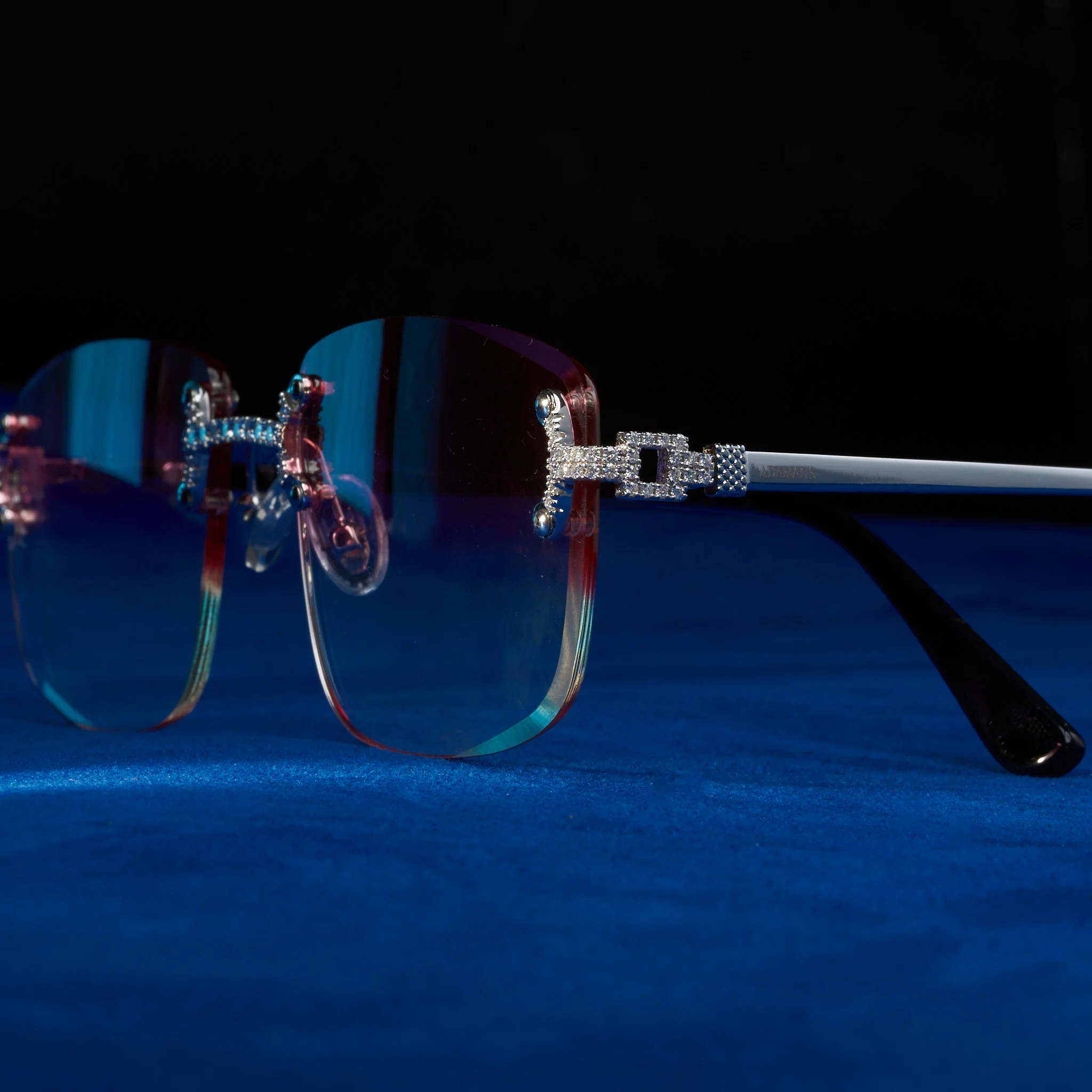 Moissanite Rimless Square Sunglasses Pink - 925 Silver - D COLOR - VVS1 - Image 3