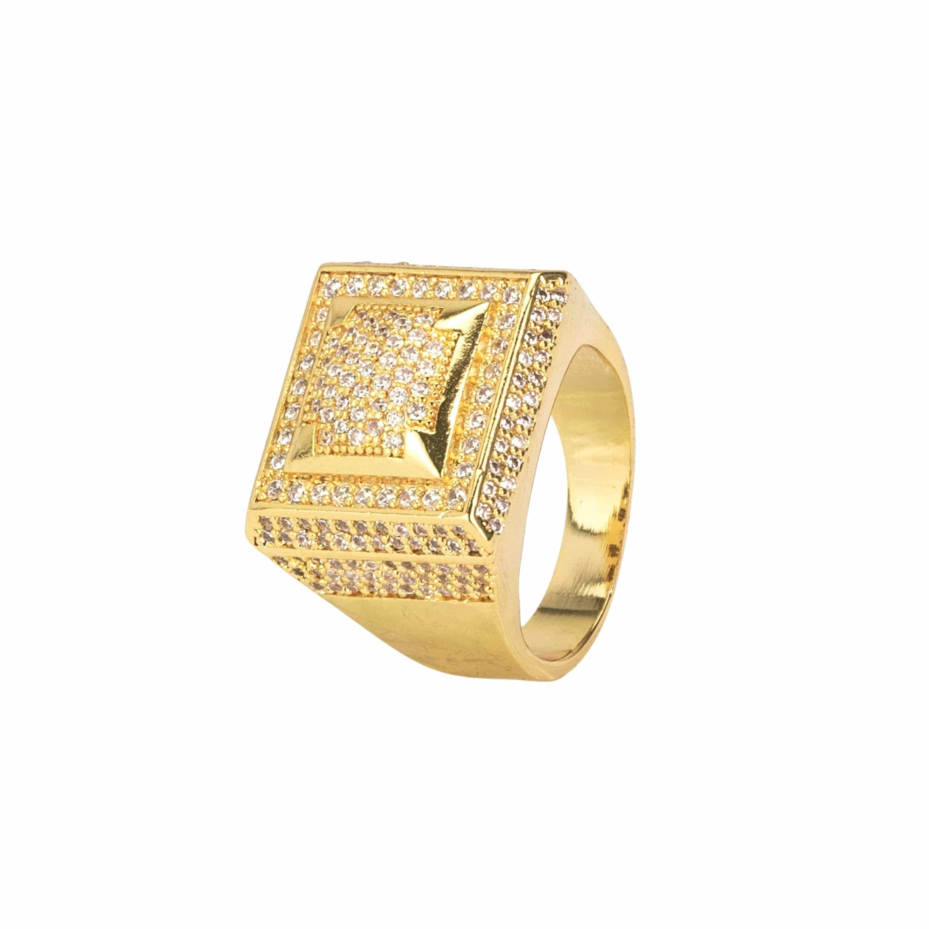 Moissanite Square Paved Ring - 18k Gold - D Color - IF - Image 2