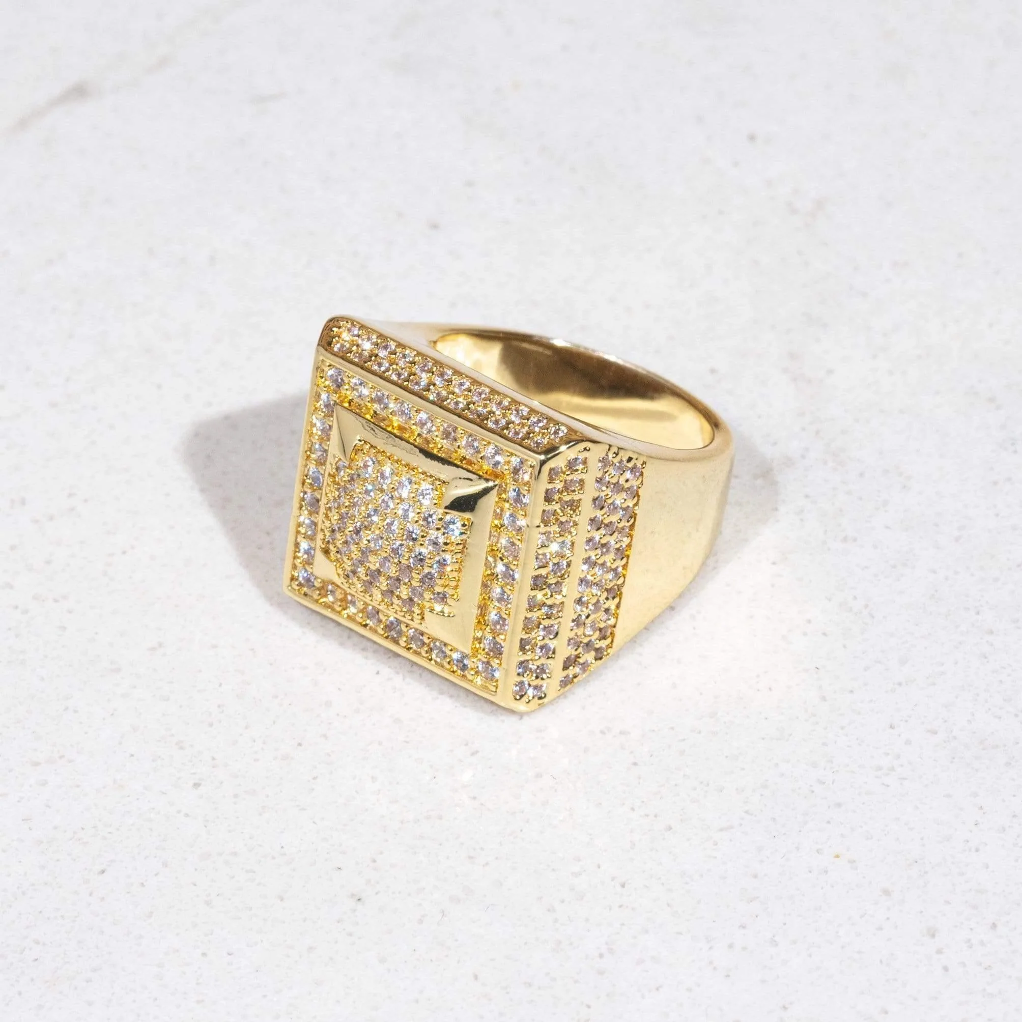 Moissanite Square Paved Ring - 18k Gold - D Color - IF - Image 3