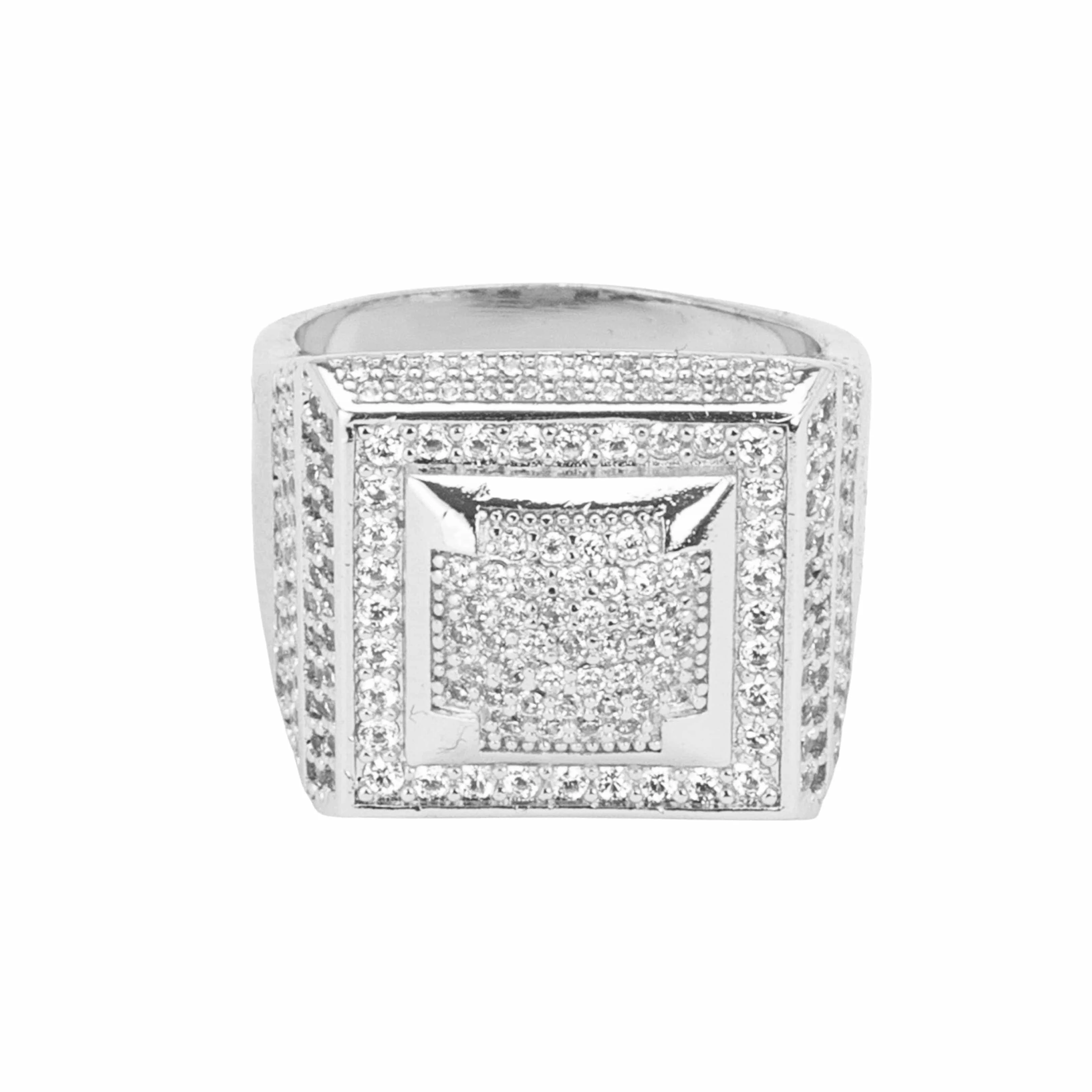 Moissanite Square Paved Ring - Silver - D Color - IF - Image 4