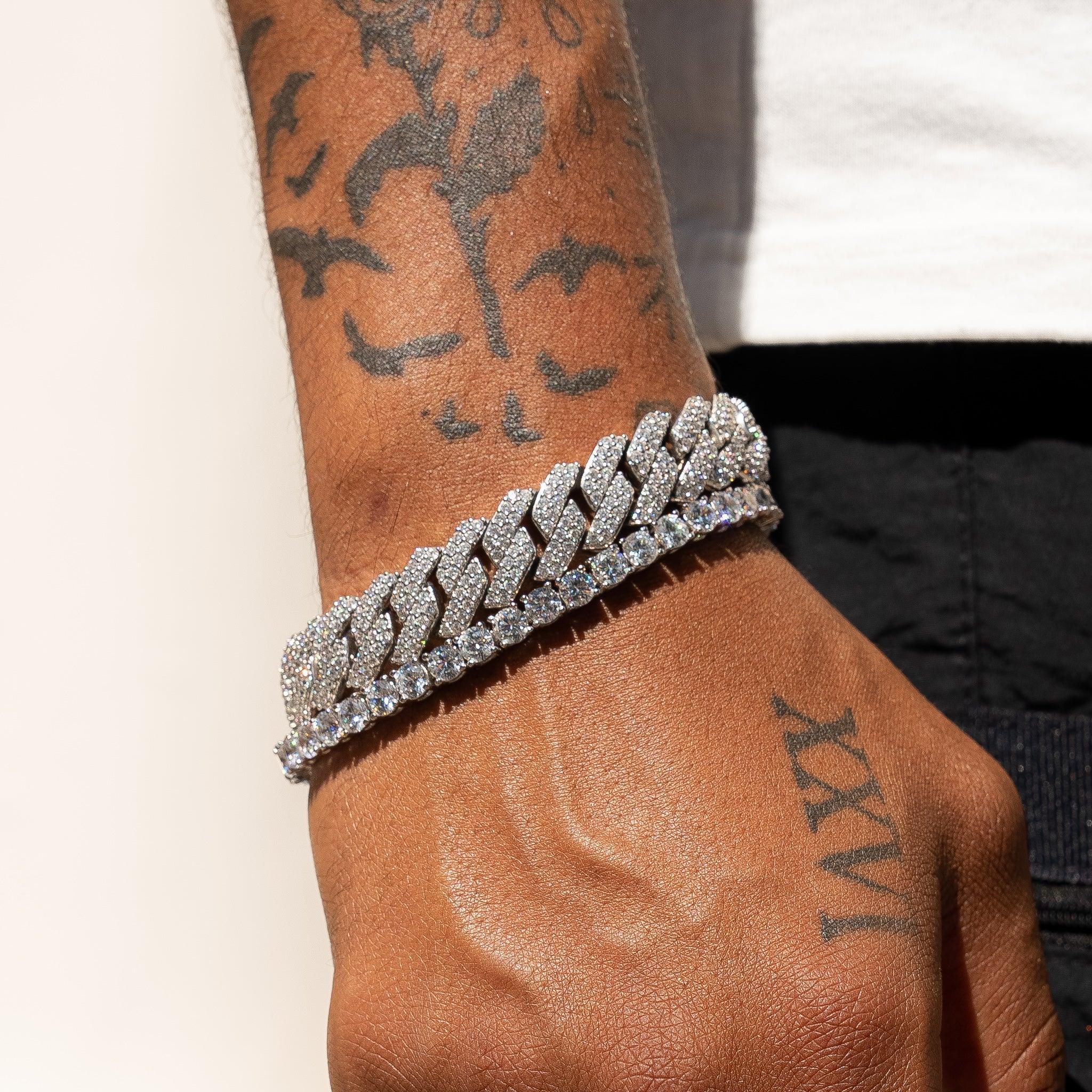 Diamond Monaco Link + Tennis Bracelet Bundle - 14K White Gold