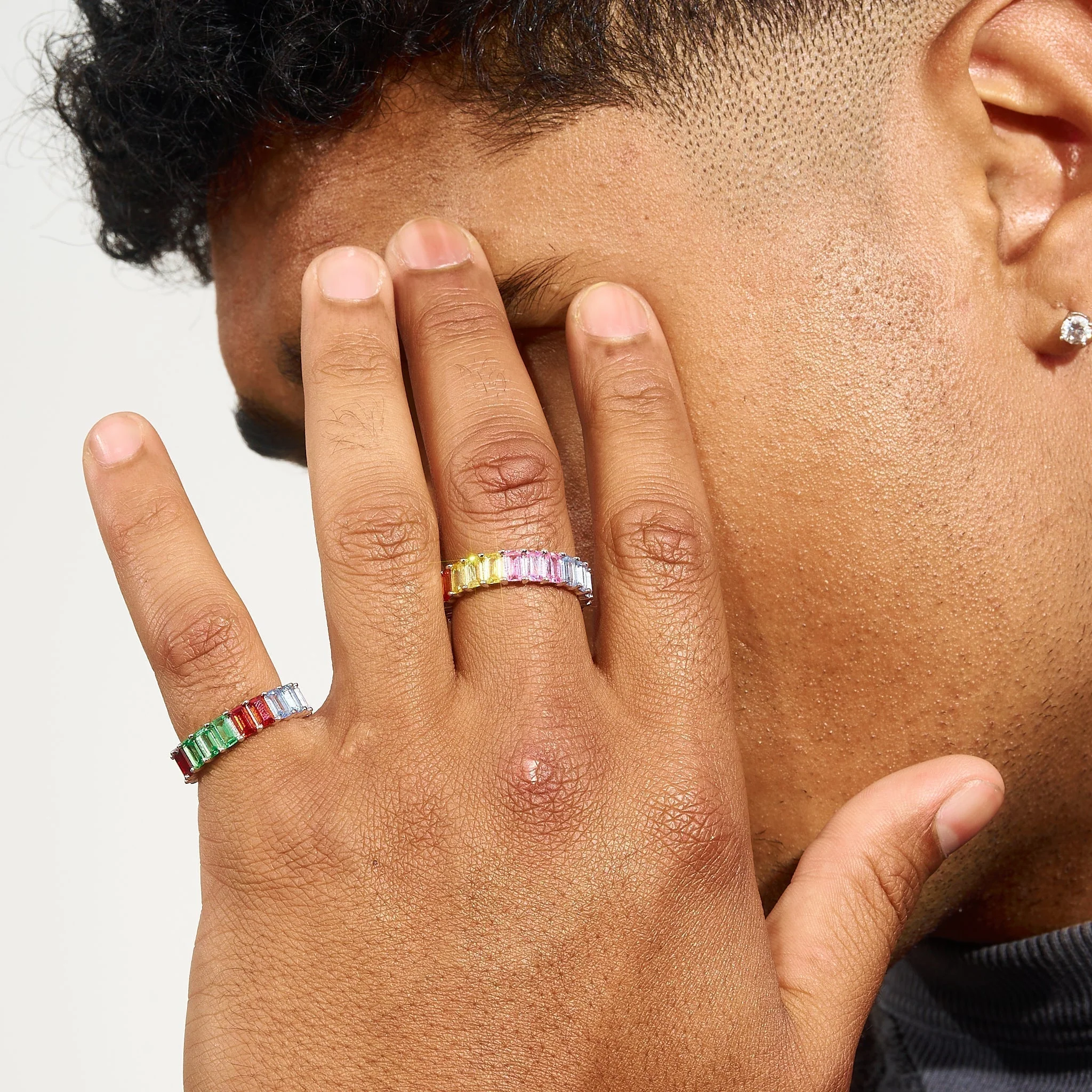 Multi-Colored Gemstone Baguette Ring  - 925 Silver - Image 3