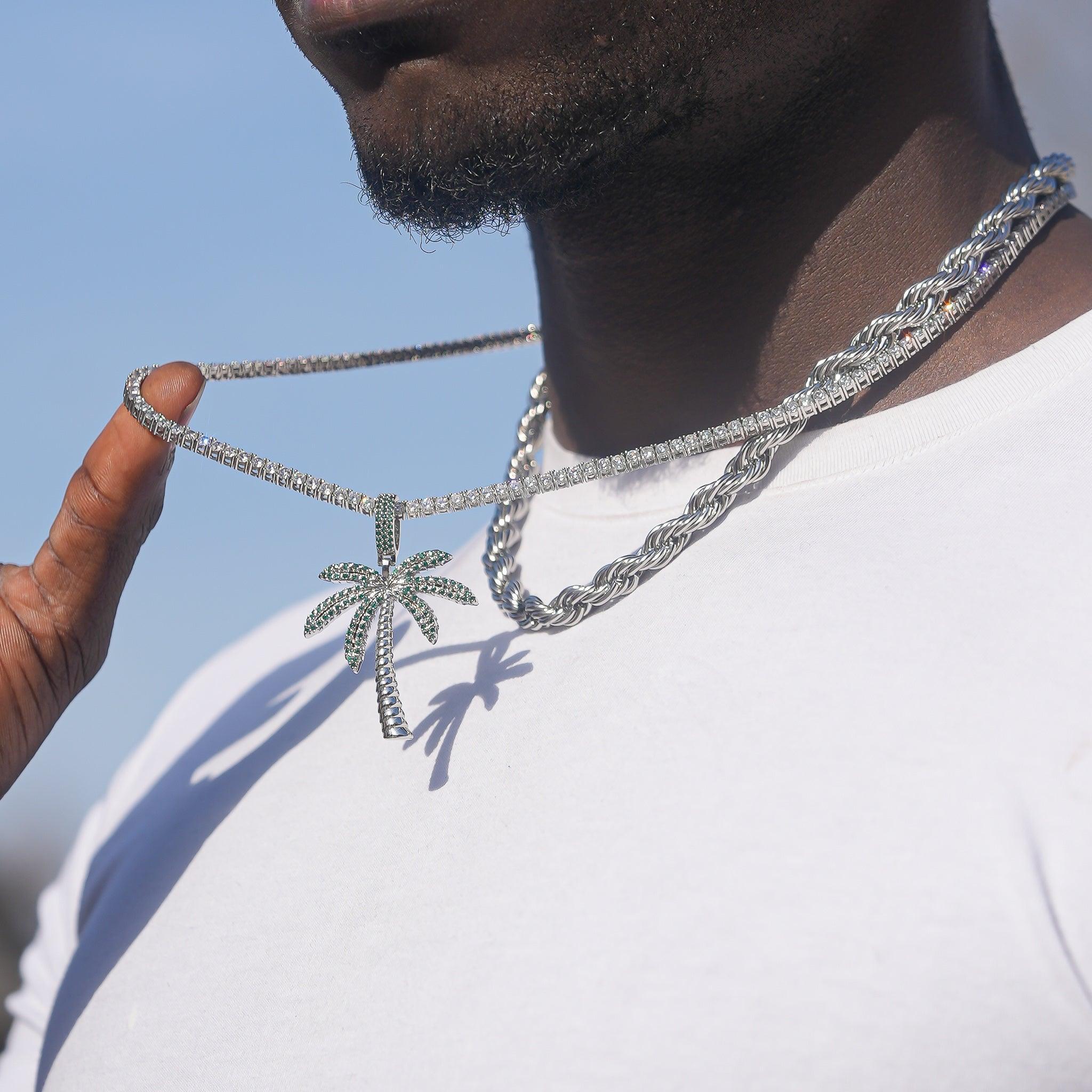 Palm Tree Pendant - White Gold - Image 2