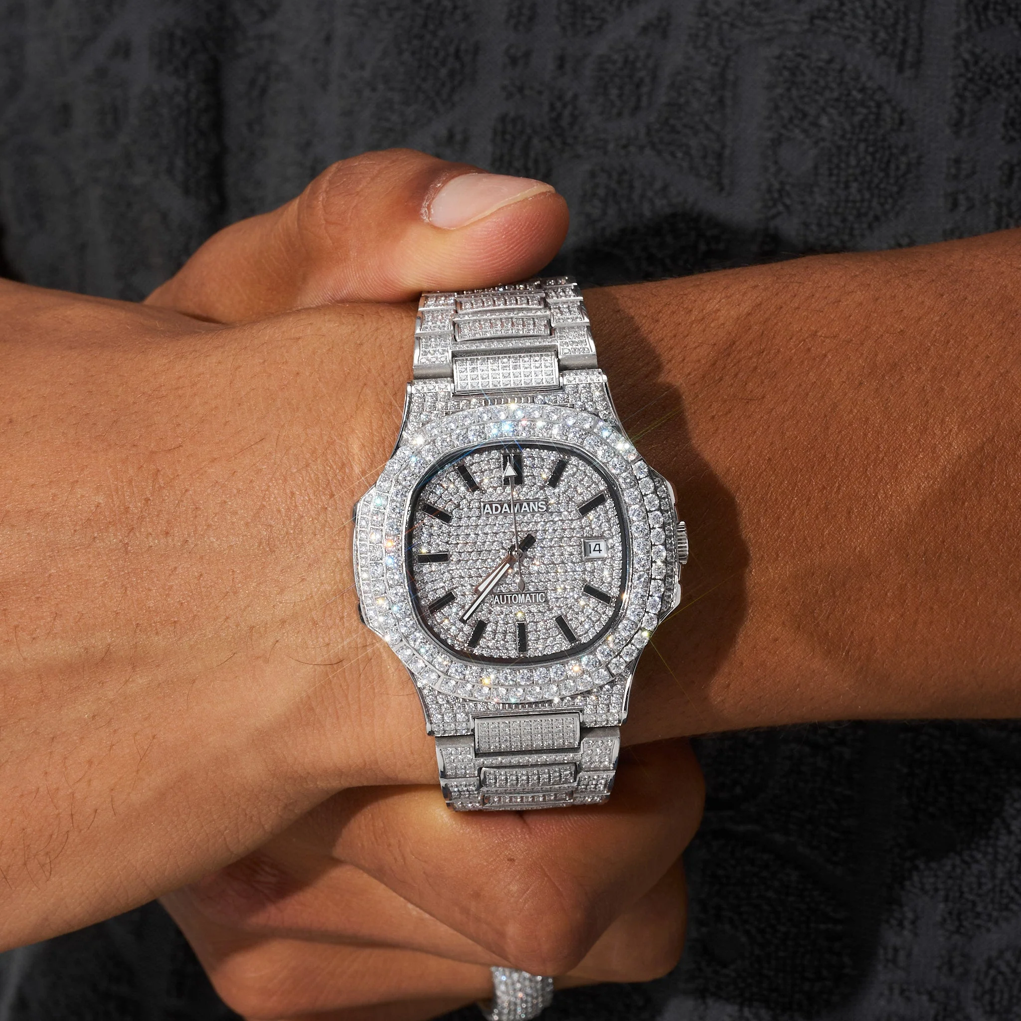 Paved Circle Face VVS Diamond Watch - White Gold - Image 2