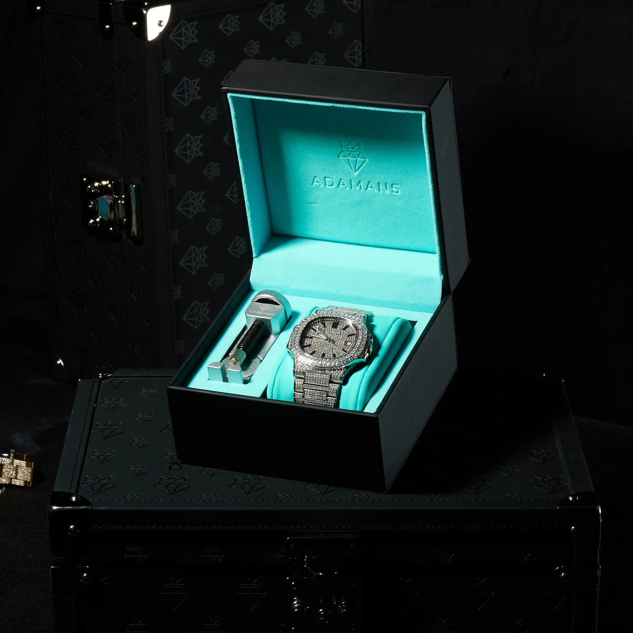 Paved Circle Face VVS Diamond Watch - White Gold - Image 3
