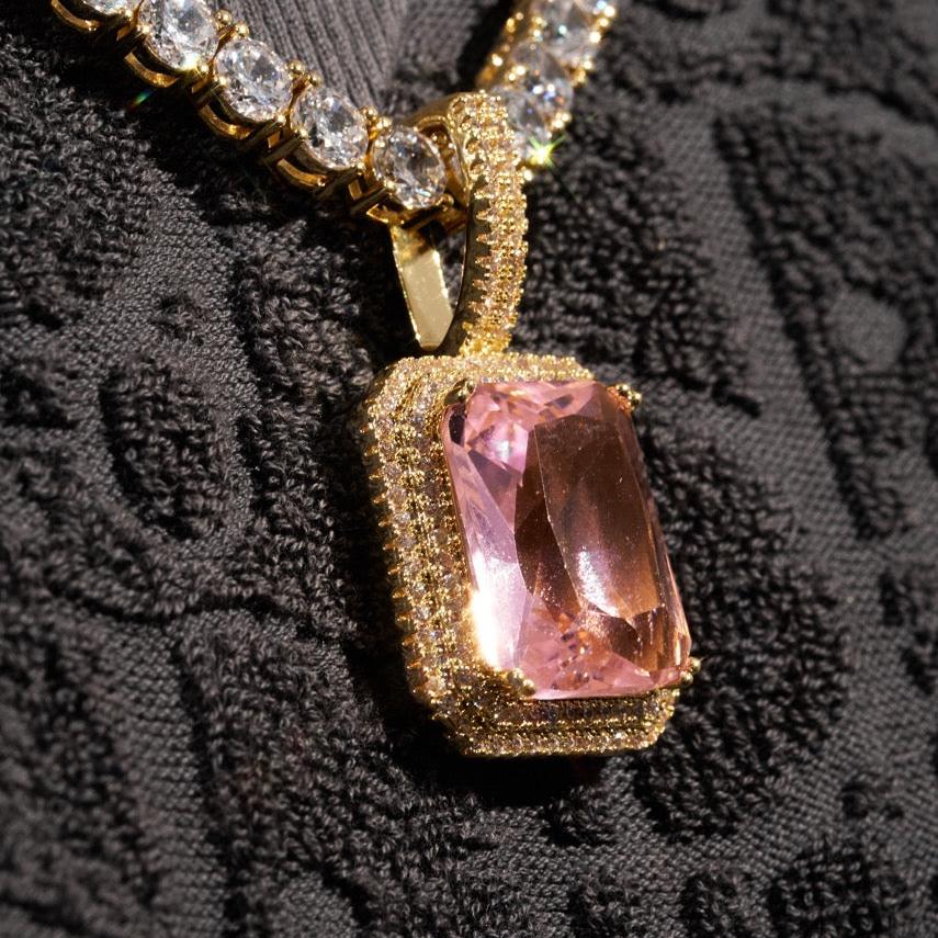 Pink Opal Gem Pendant - Gold - Image 4