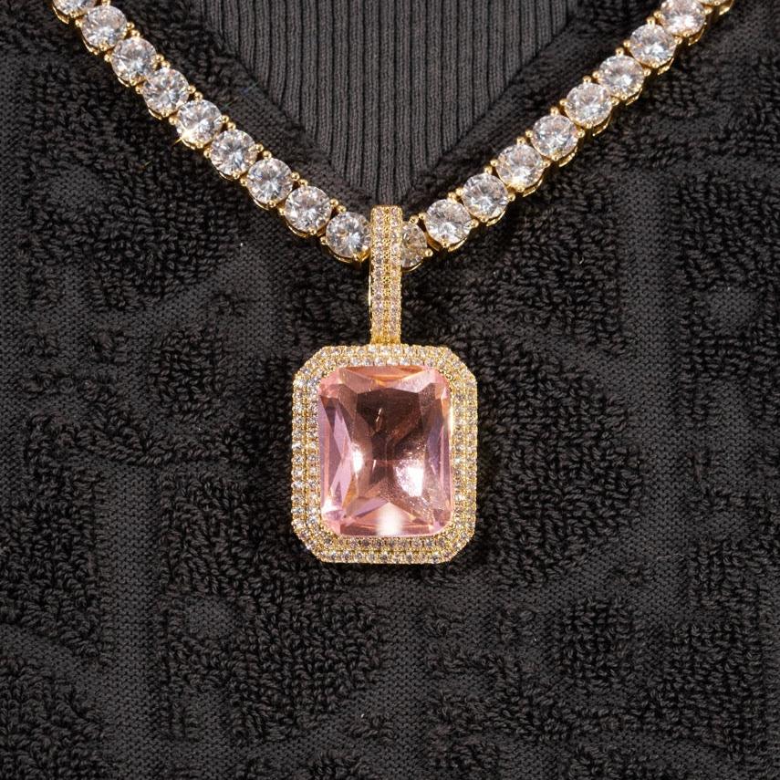 Pink Opal Gem Pendant - Gold - Image 5