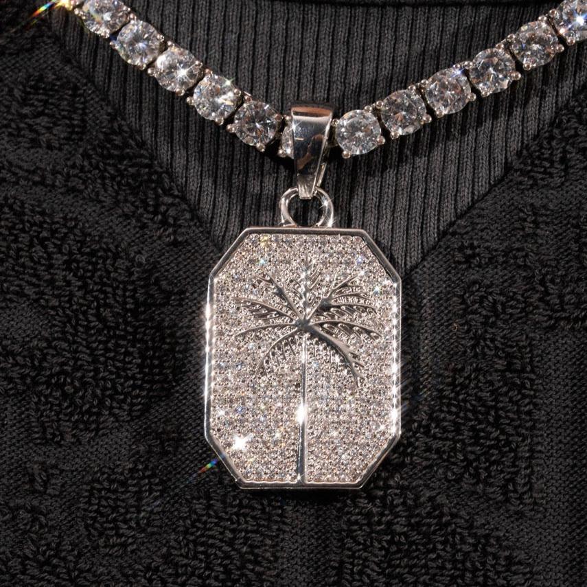 Palm Tree Pendant - White Gold - Image 2