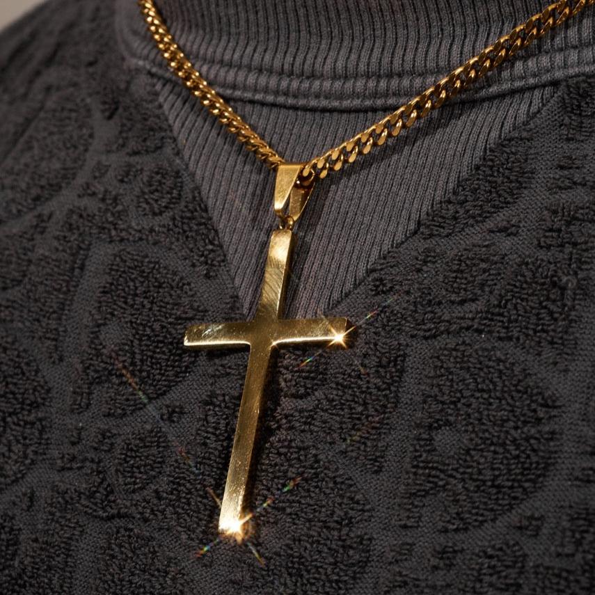 Plain Cross Pendant - Gold - Image 3