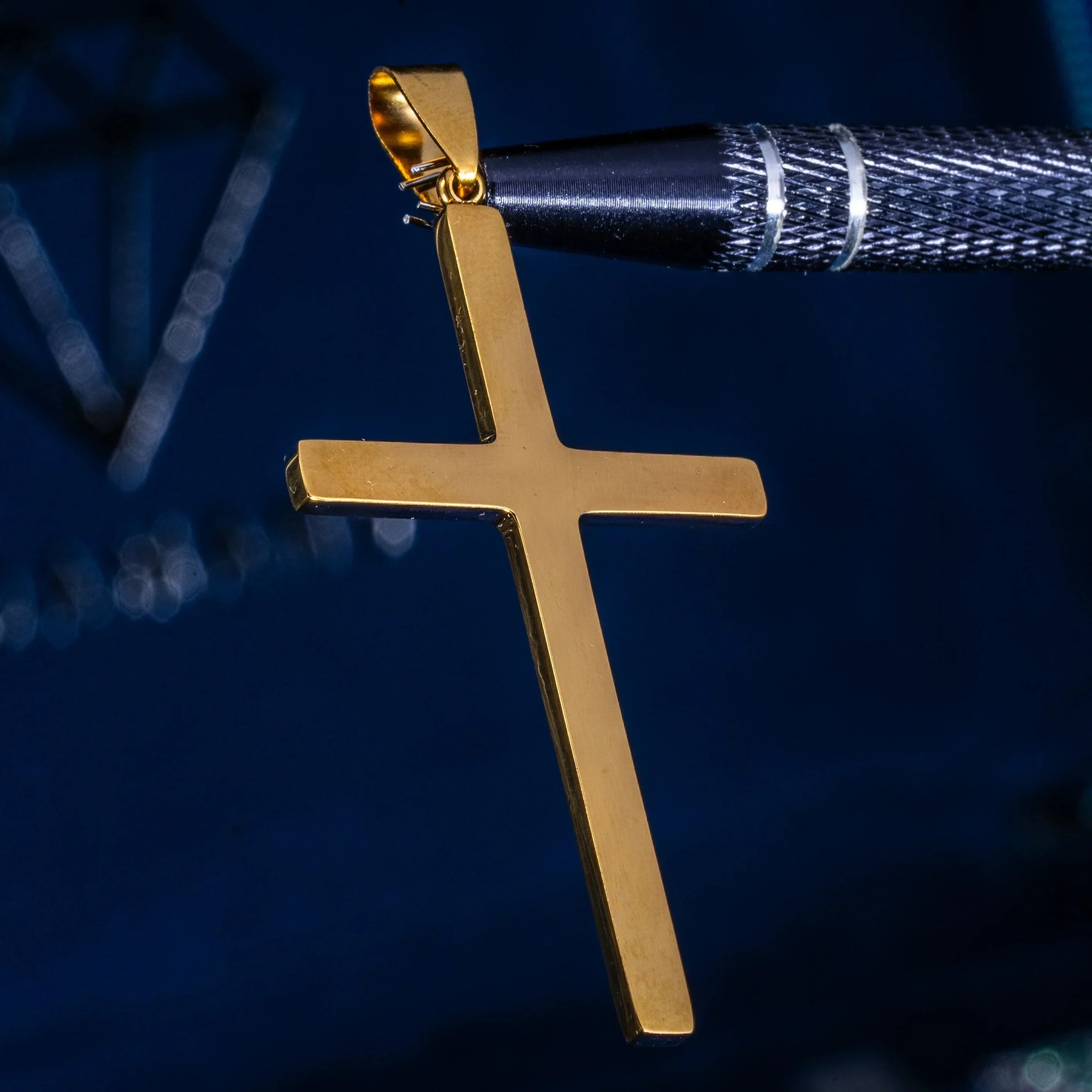 Plain Cross Pendant - Gold - Image 4