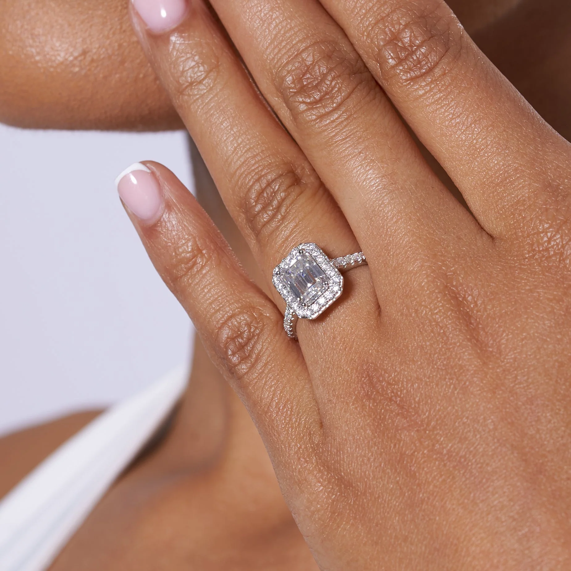 Radiant Halo Moissanite Engagement Ring - Image 3