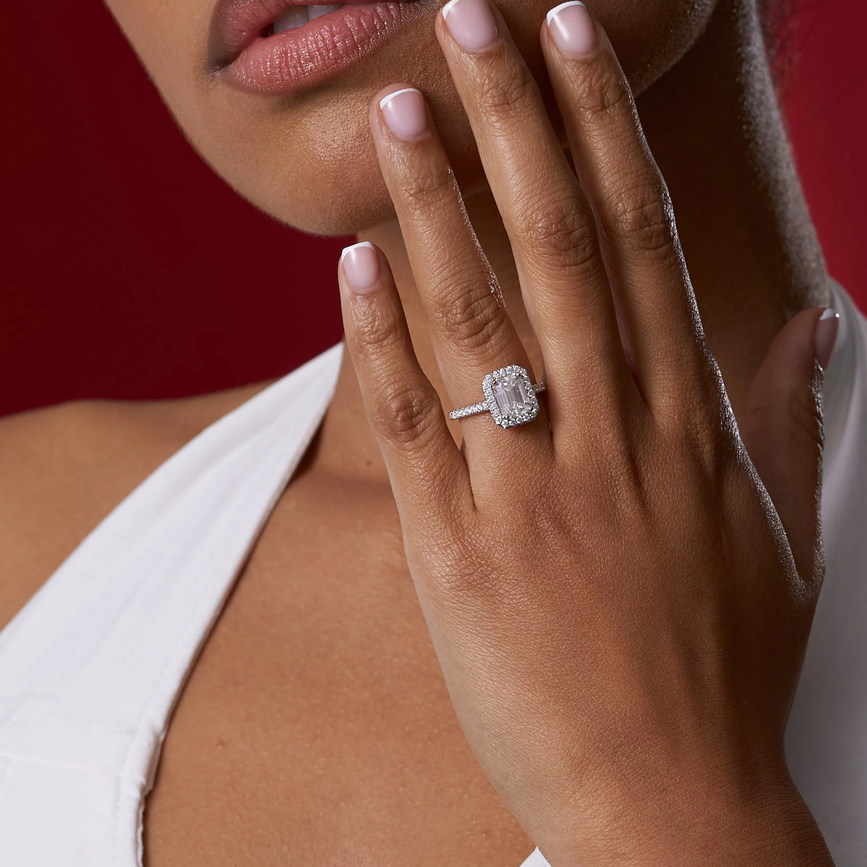 Radiant Halo Moissanite Engagement Ring - Image 4