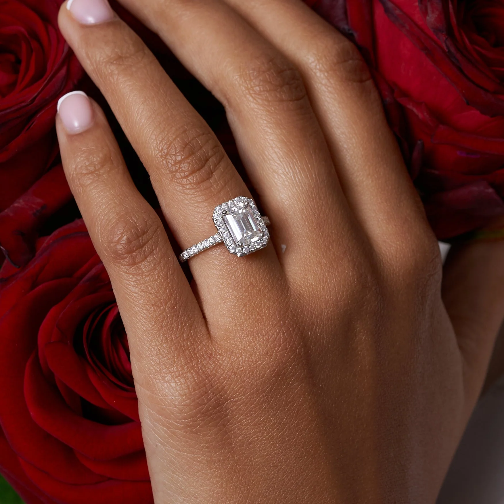 Radiant Halo Moissanite Engagement Ring - Image 5