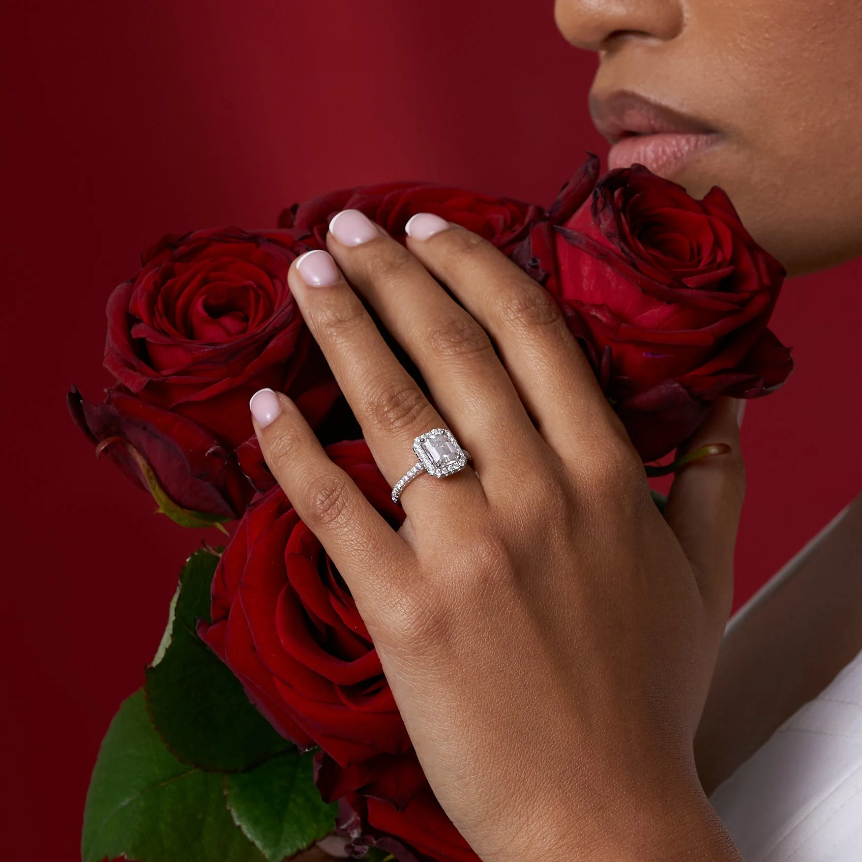 Radiant Halo Moissanite Engagement Ring - Image 6