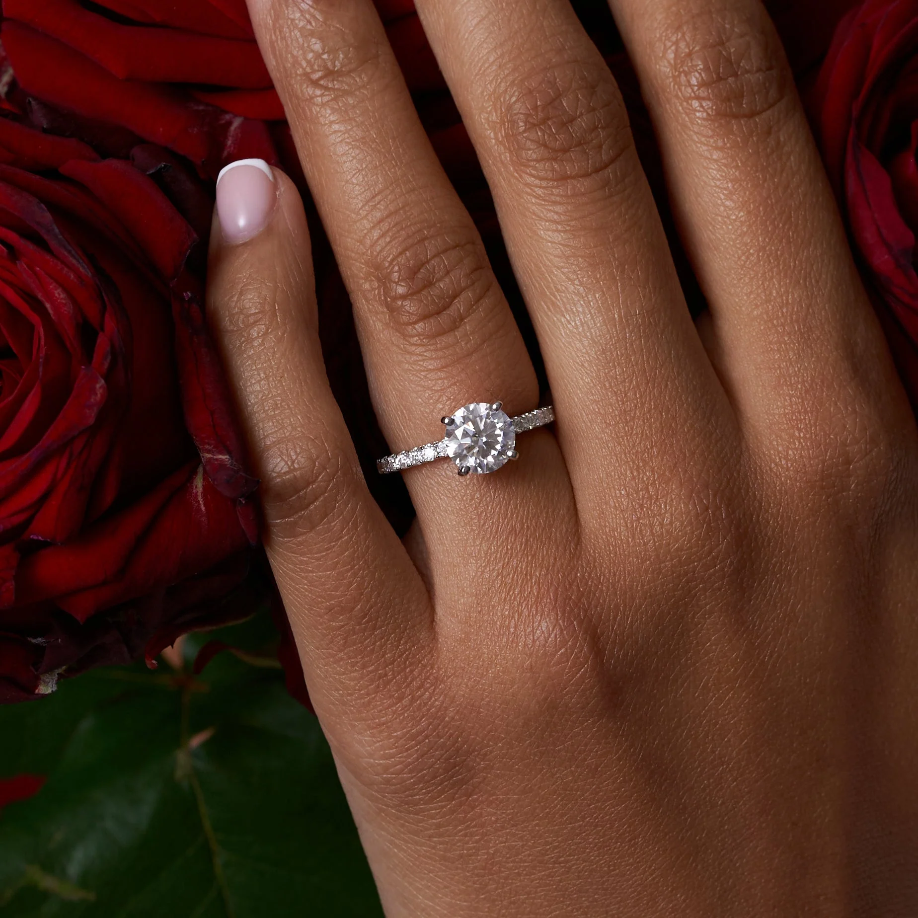 Round Brilliant Cut Moissanite Engagement Ring - Image 6