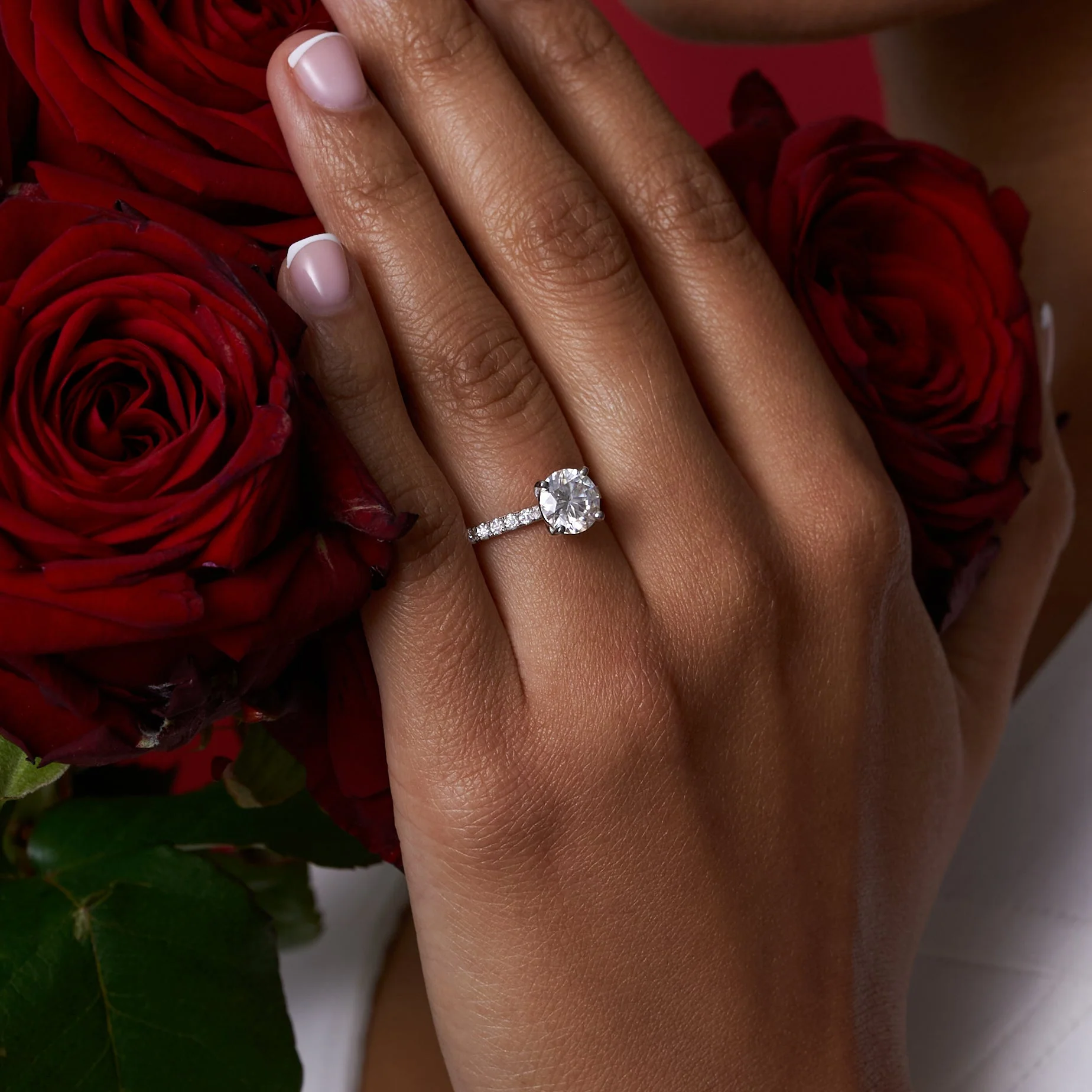 Round Brilliant Cut Moissanite Engagement Ring - Image 8