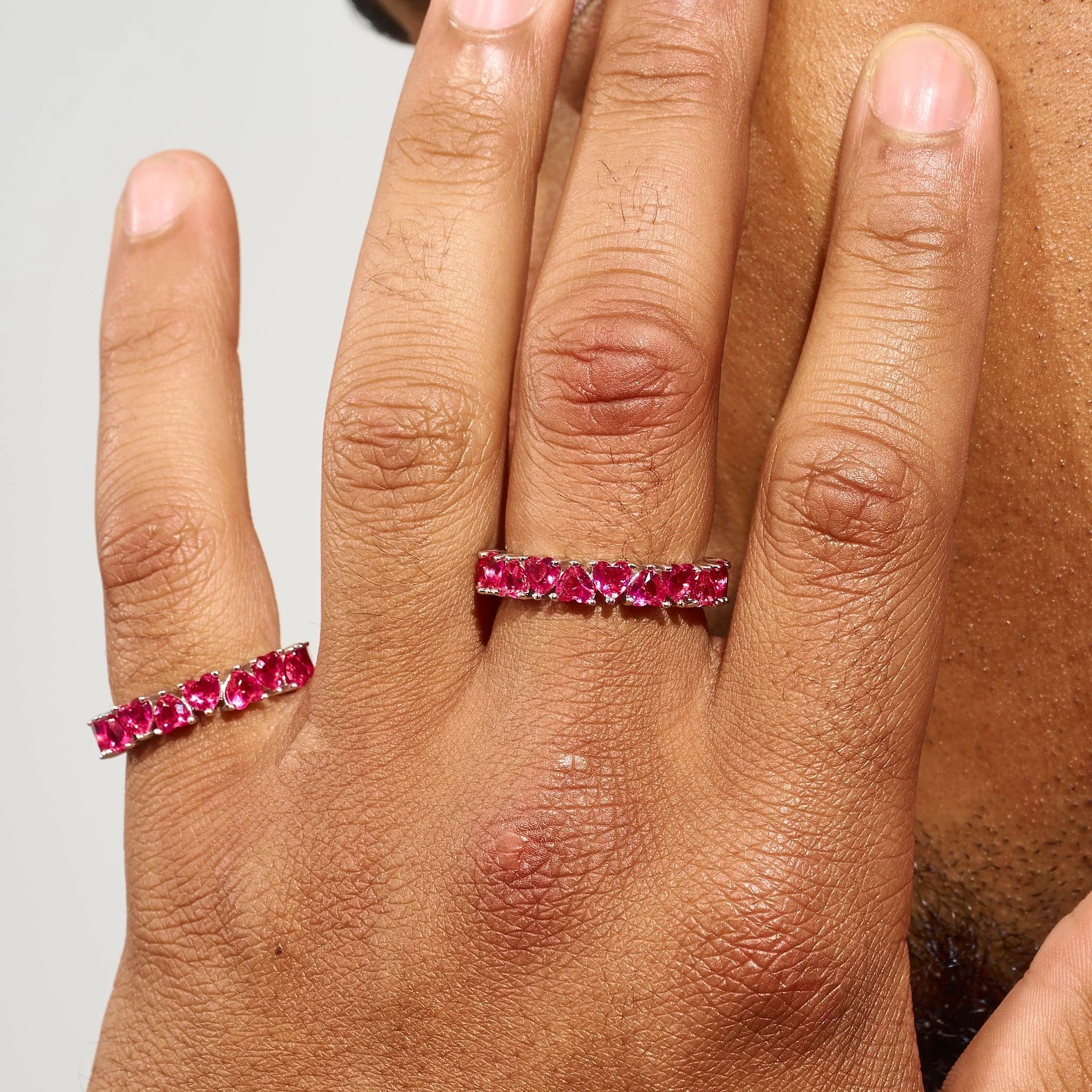 Ruby Diamond Moissanite Heart Ring - 925 Silver - D Color - VVS1 - Image 4