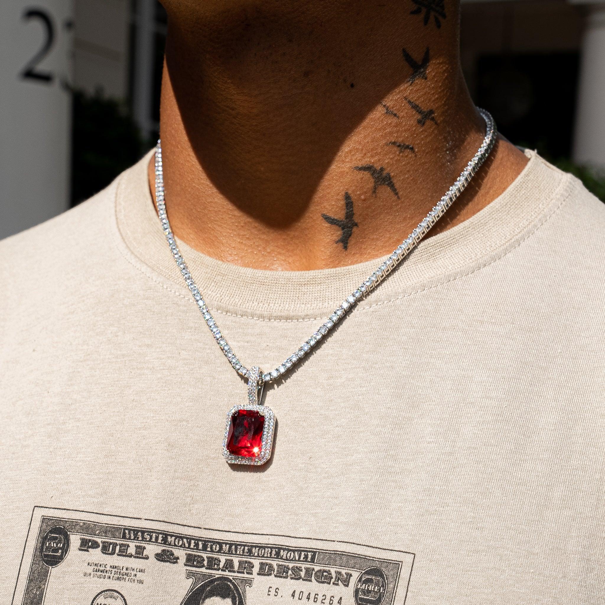 Ruby Gem Pendant - White Gold - Image 2