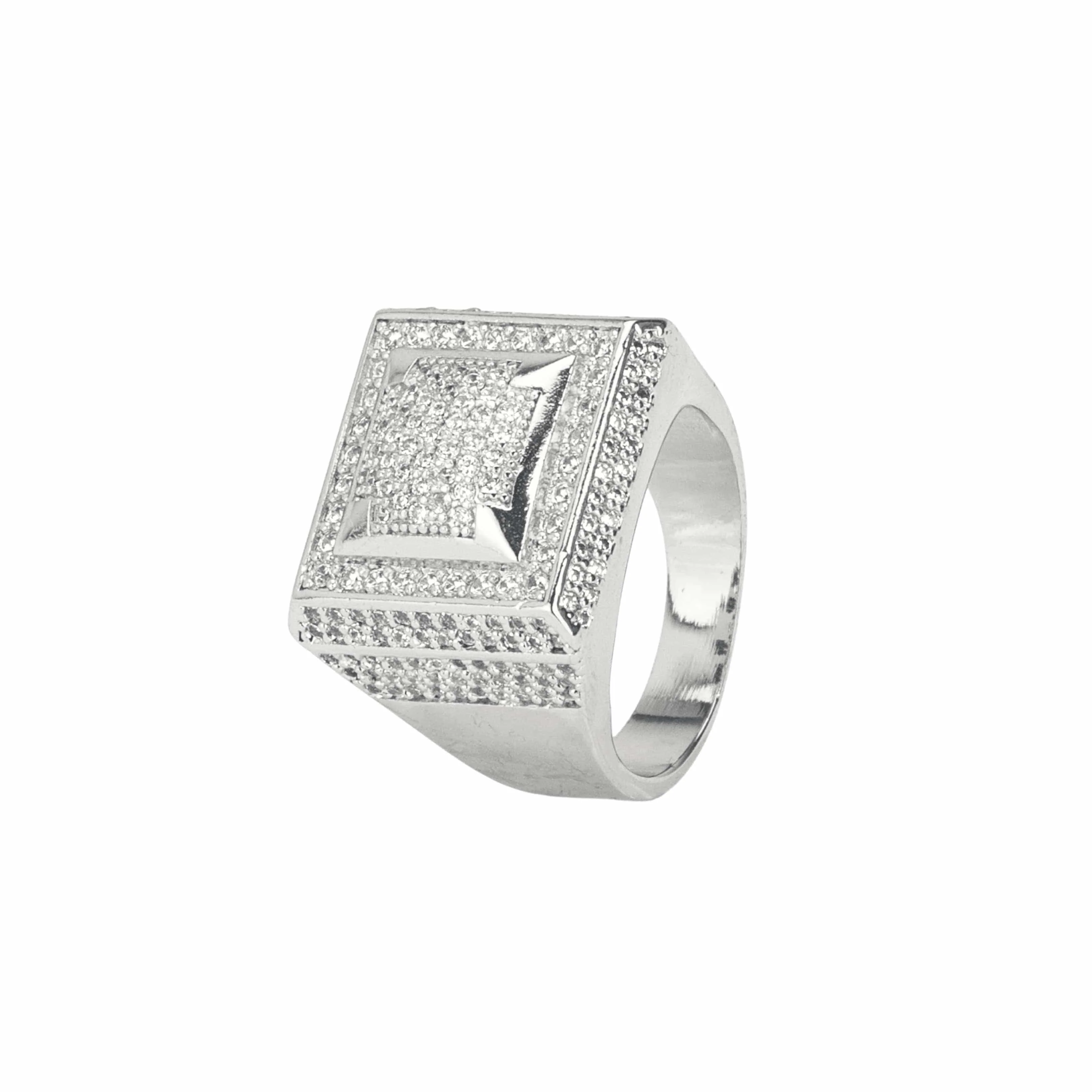Square Paved Ring - White Gold - Image 5